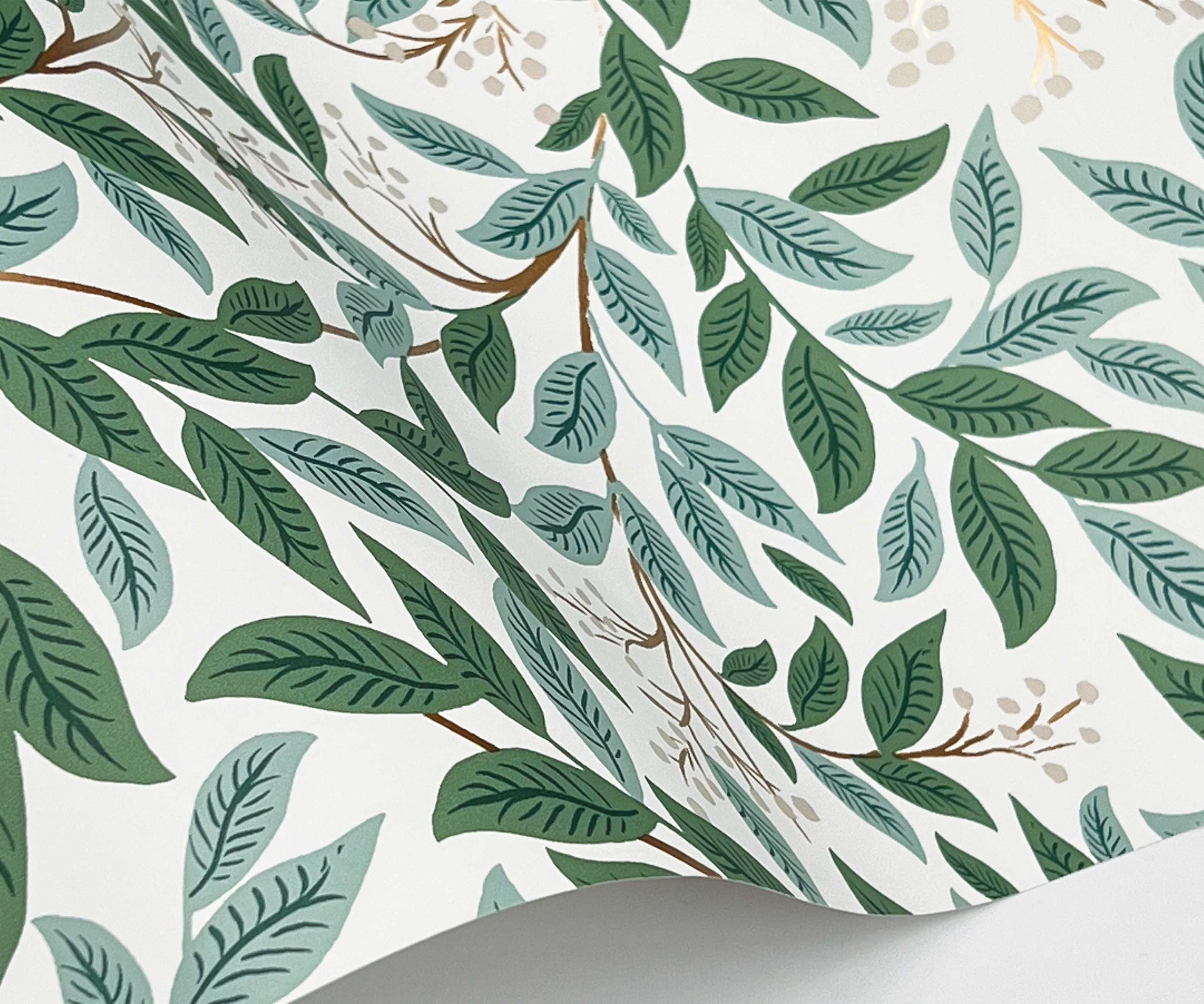 Willowberry Wallpaper - Emerald & White