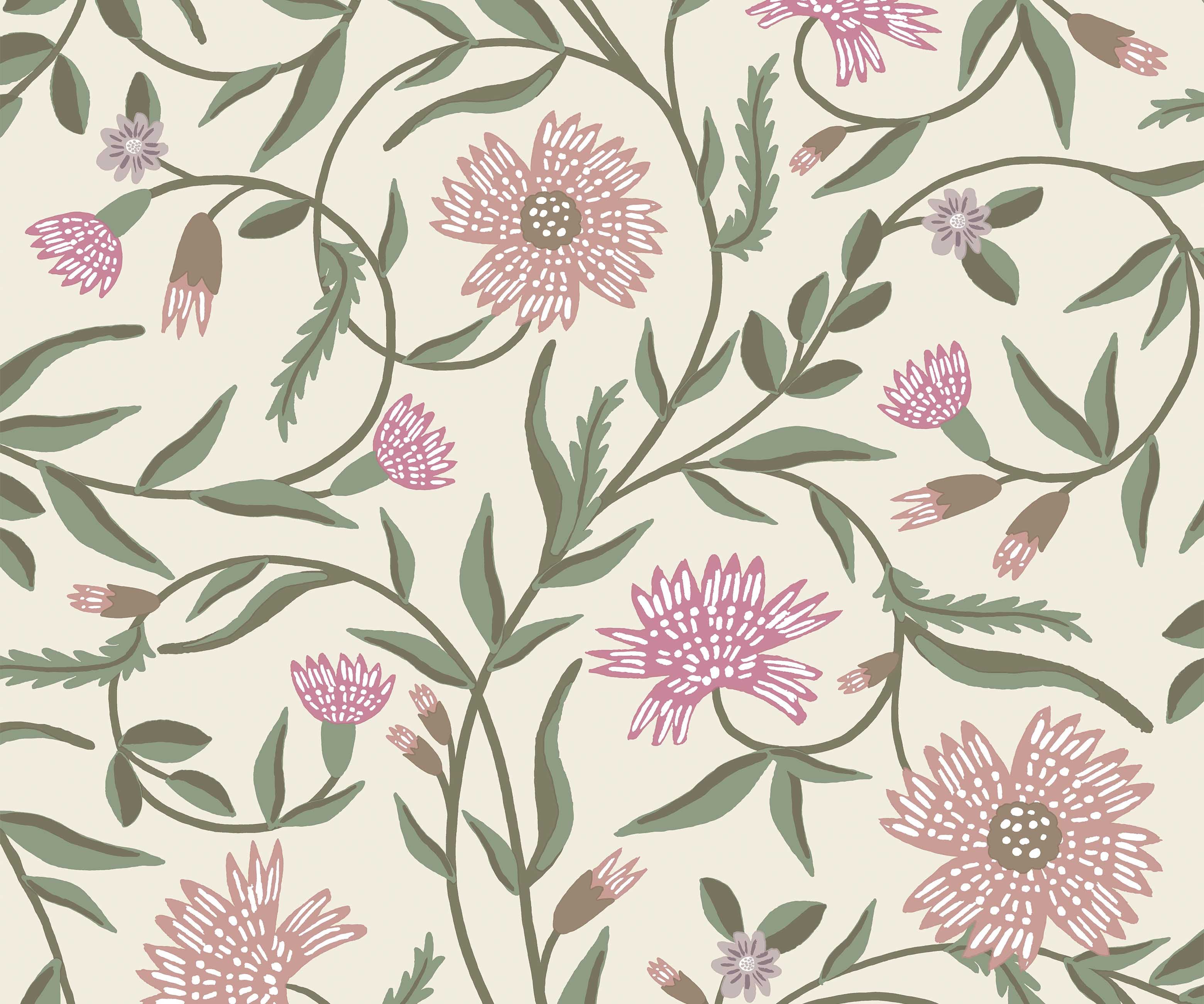 Aster Wallpaper - Linen & Rose