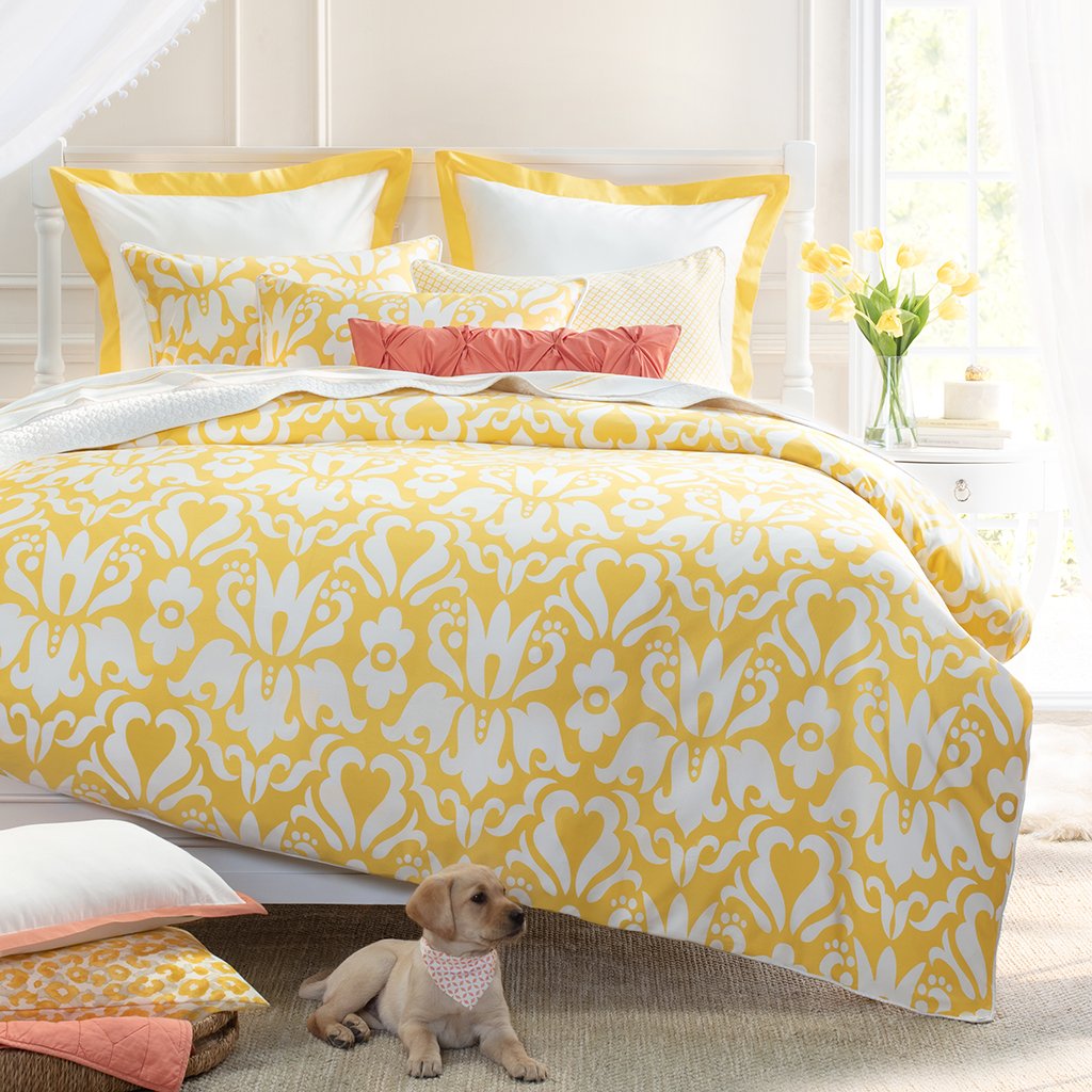 Yellow Linden Border Euro Sham