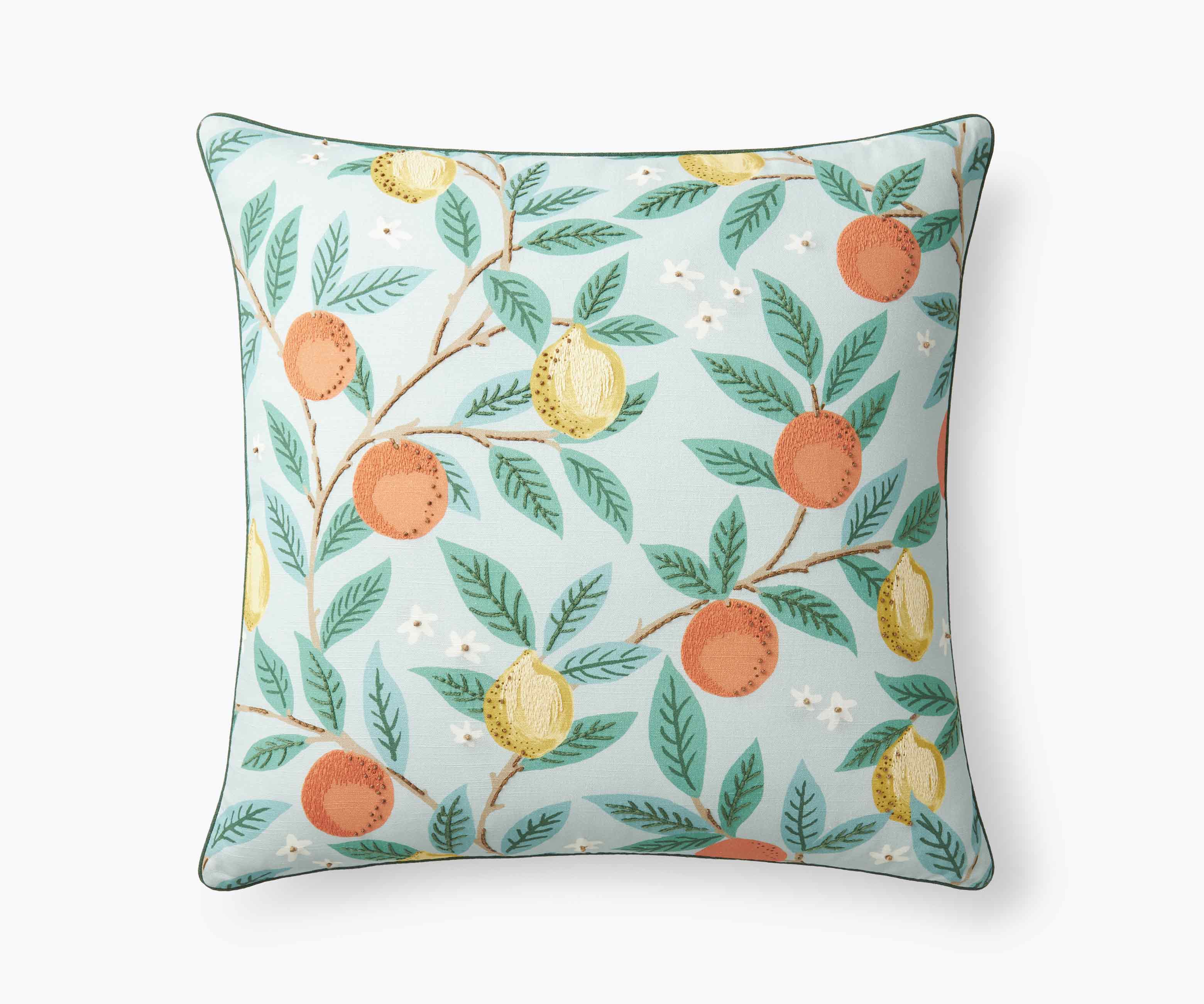 Embroidered Pillow Cover - Citrus Grove