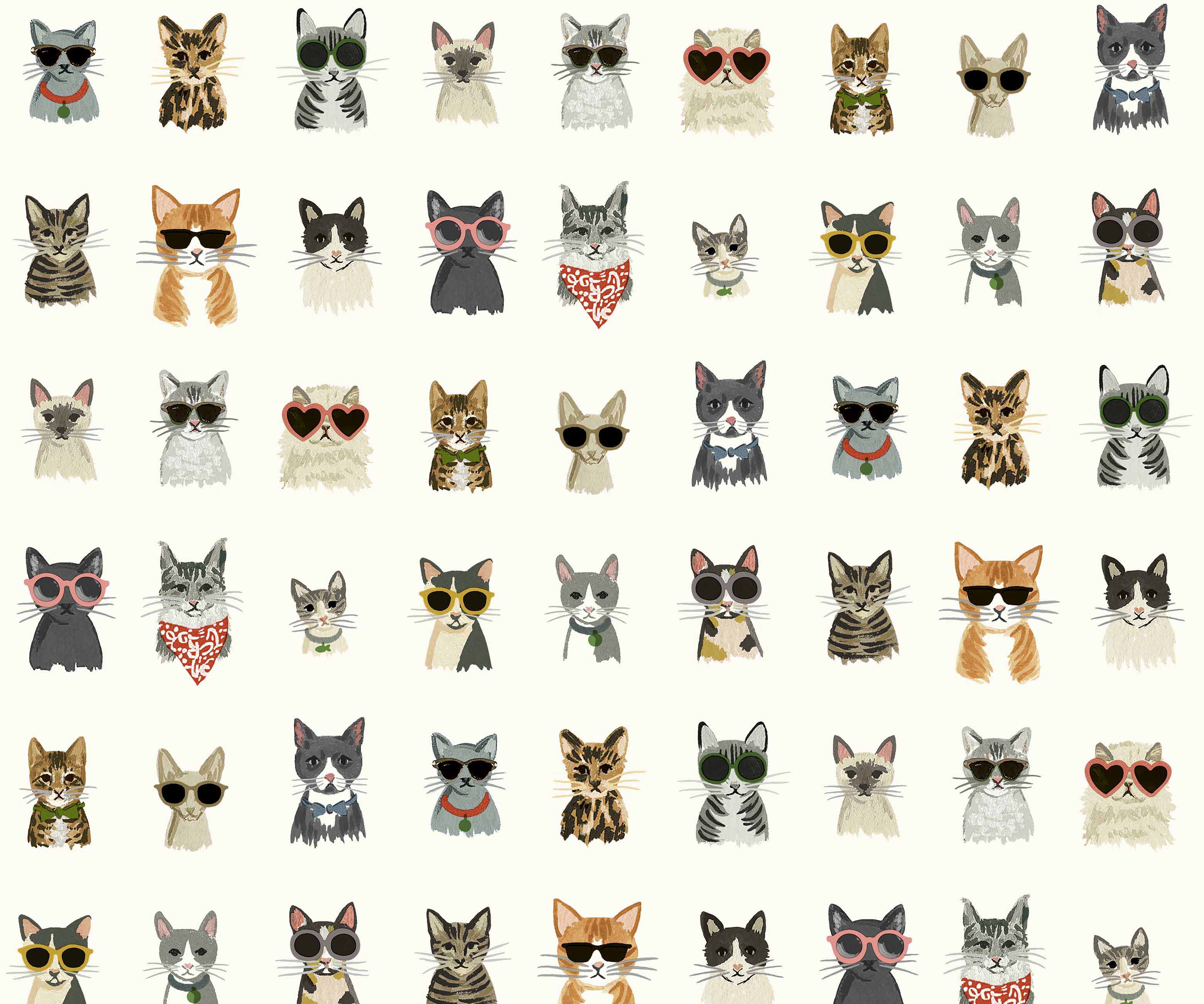 Cool Cats Peel & Stick Wallpaper - White Multi