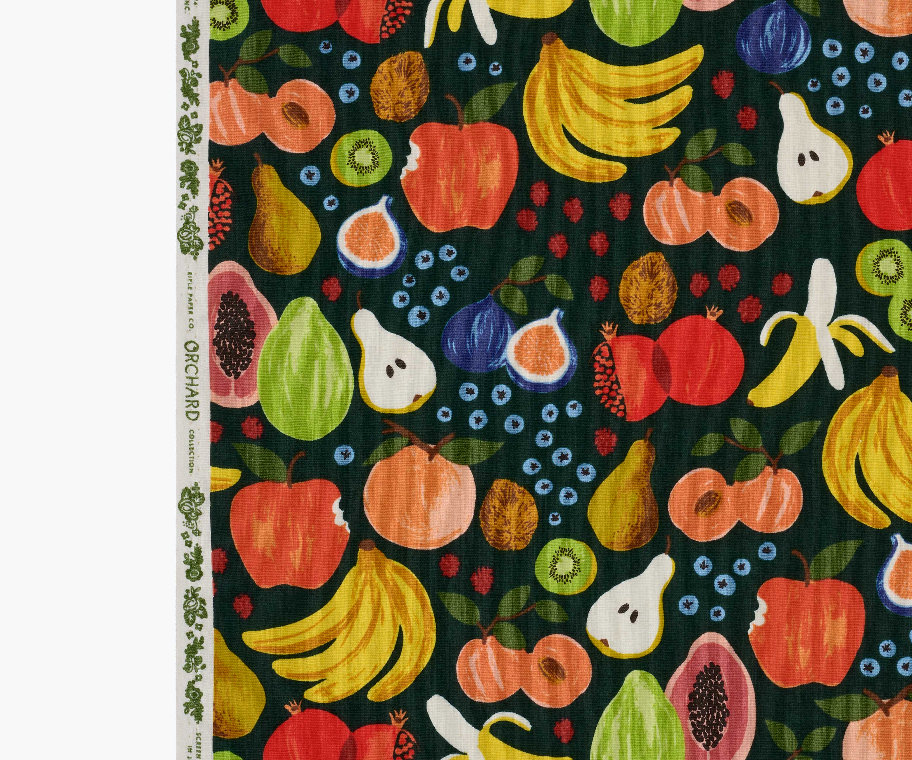 Fruit Stand Canvas Fabric - Hunter