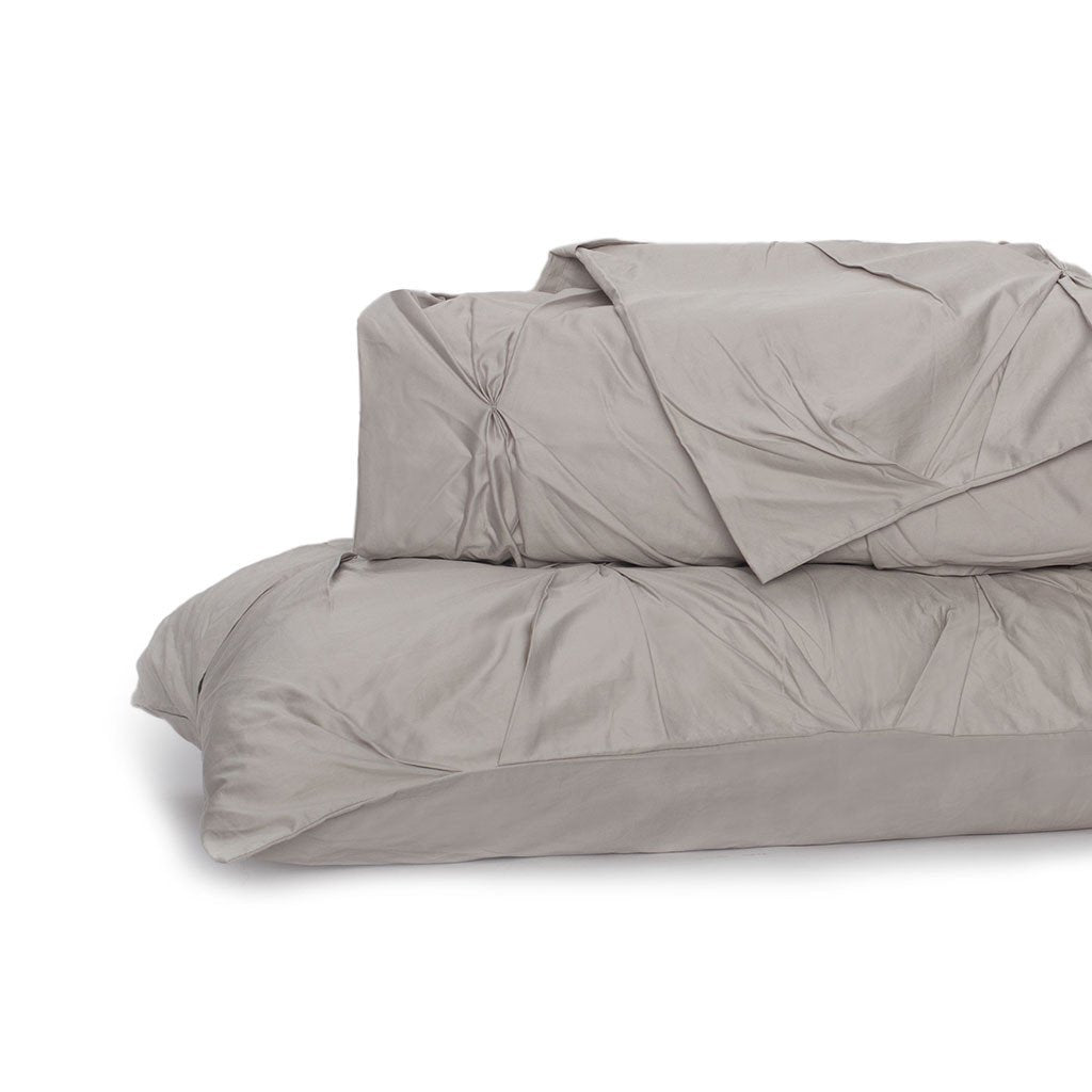 Dove Grey Valencia Pintuck Duvet Cover