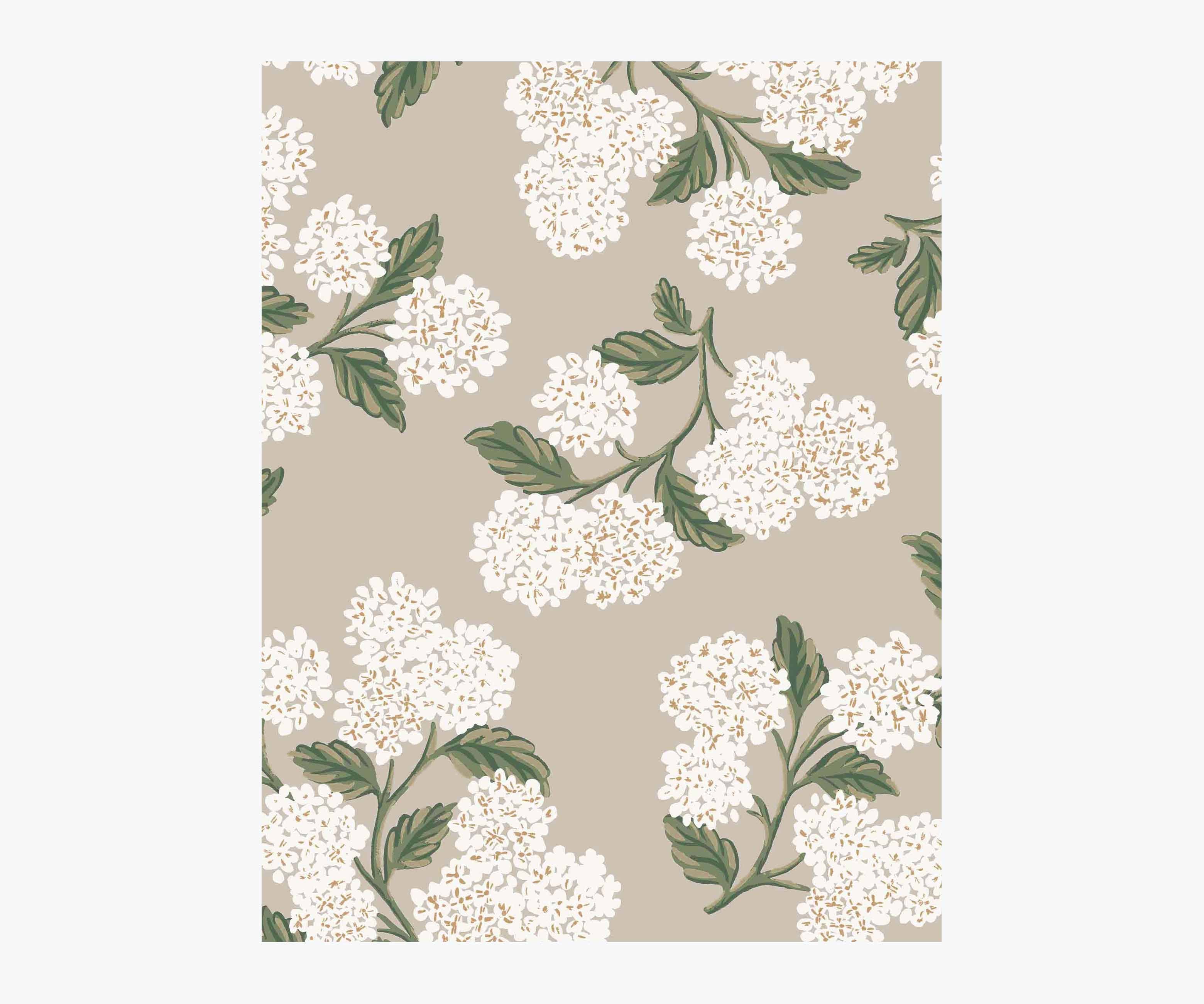 Hydrangea Wallpaper Sample - Linen