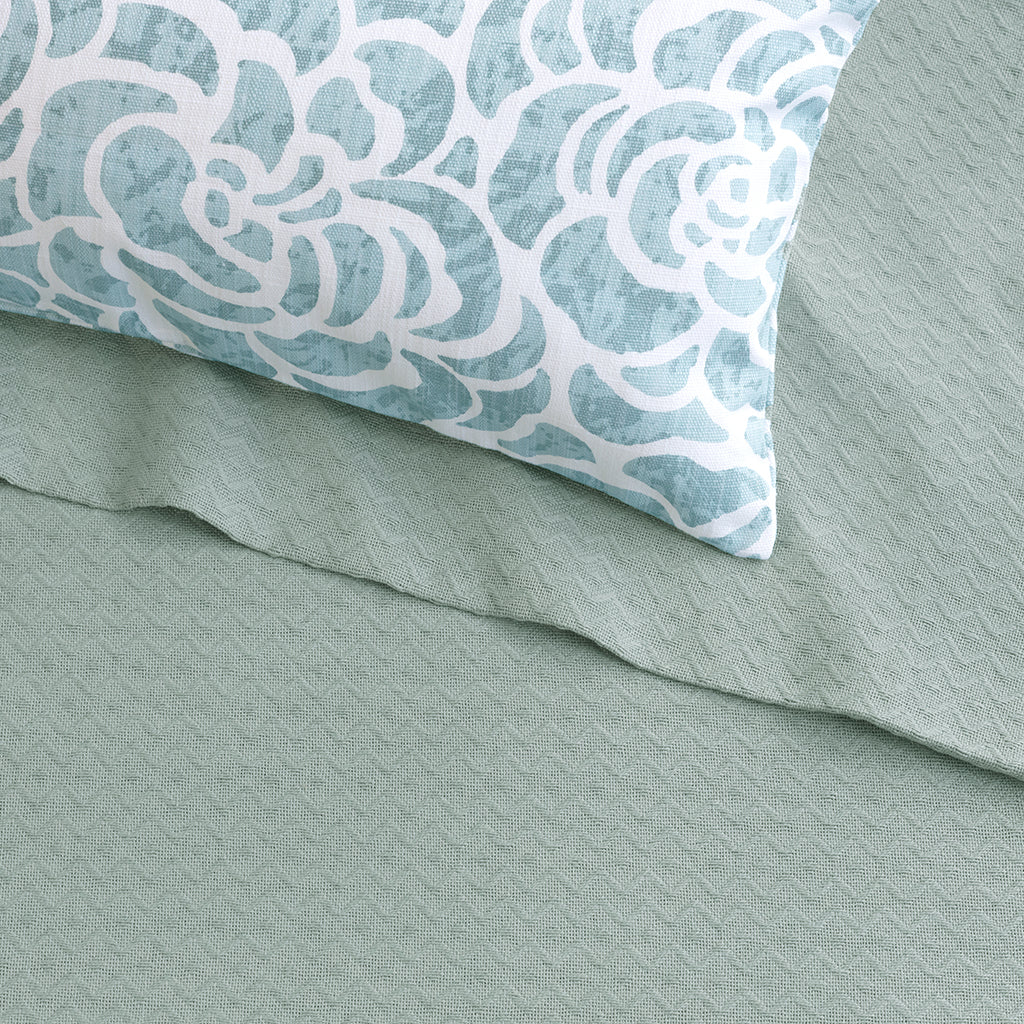 Seafoam Peony Throw Pillow