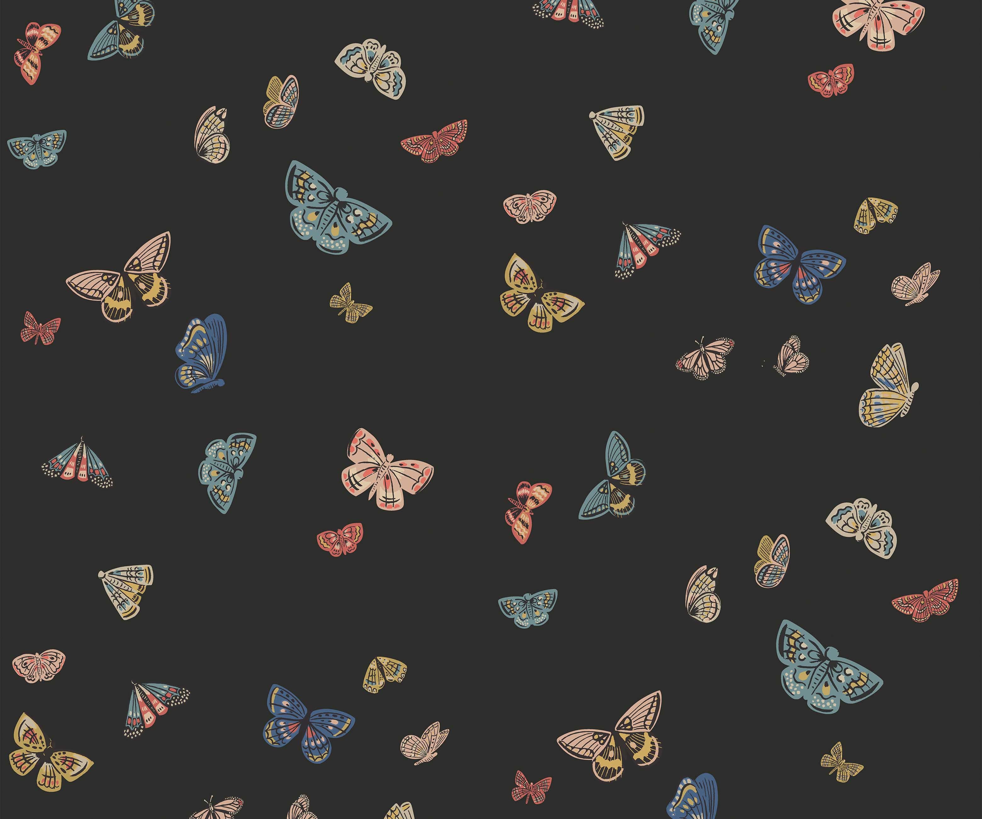 Butterfly House Wallpaper - Black