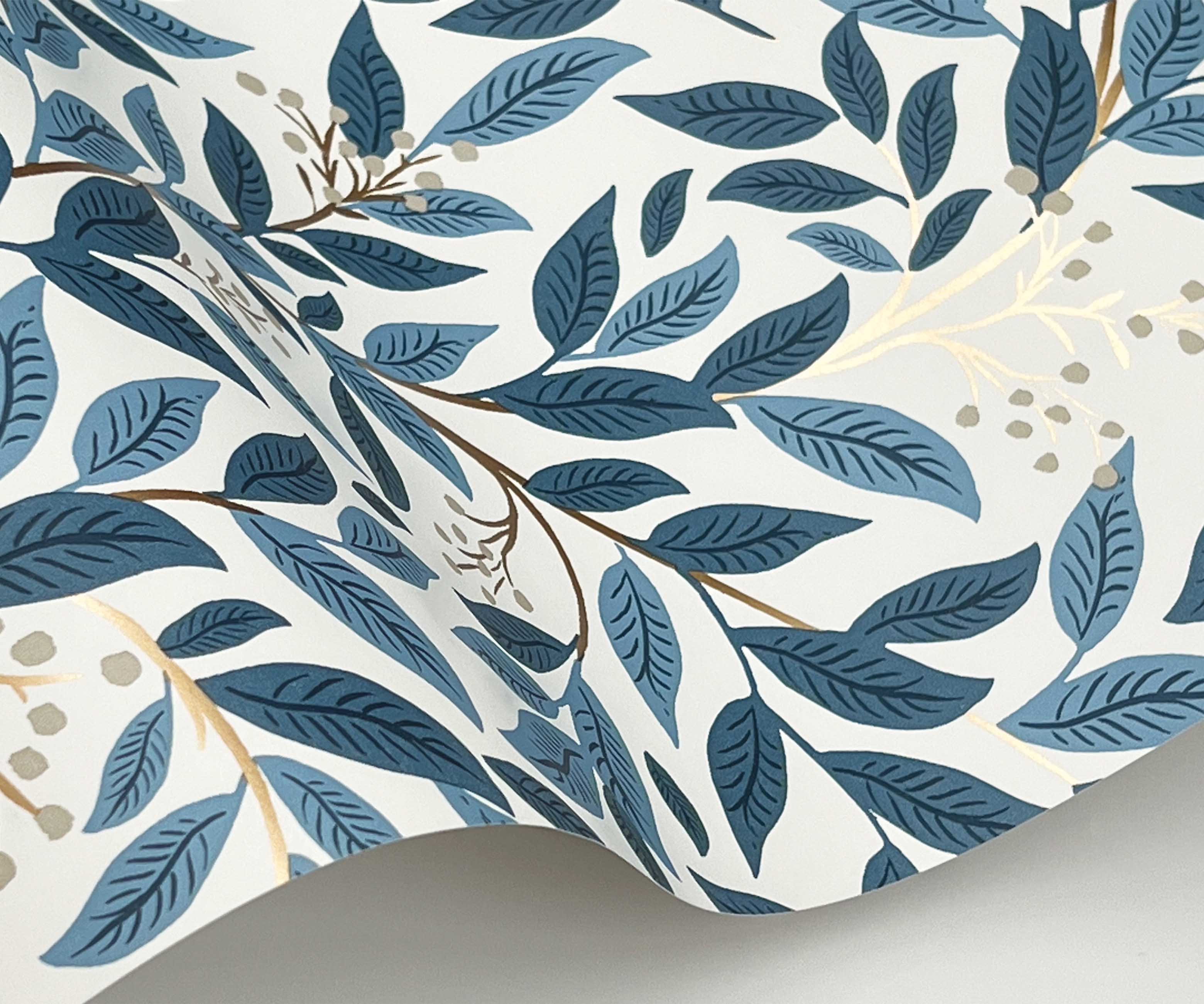 Willowberry Wallpaper Sample - Blue & White