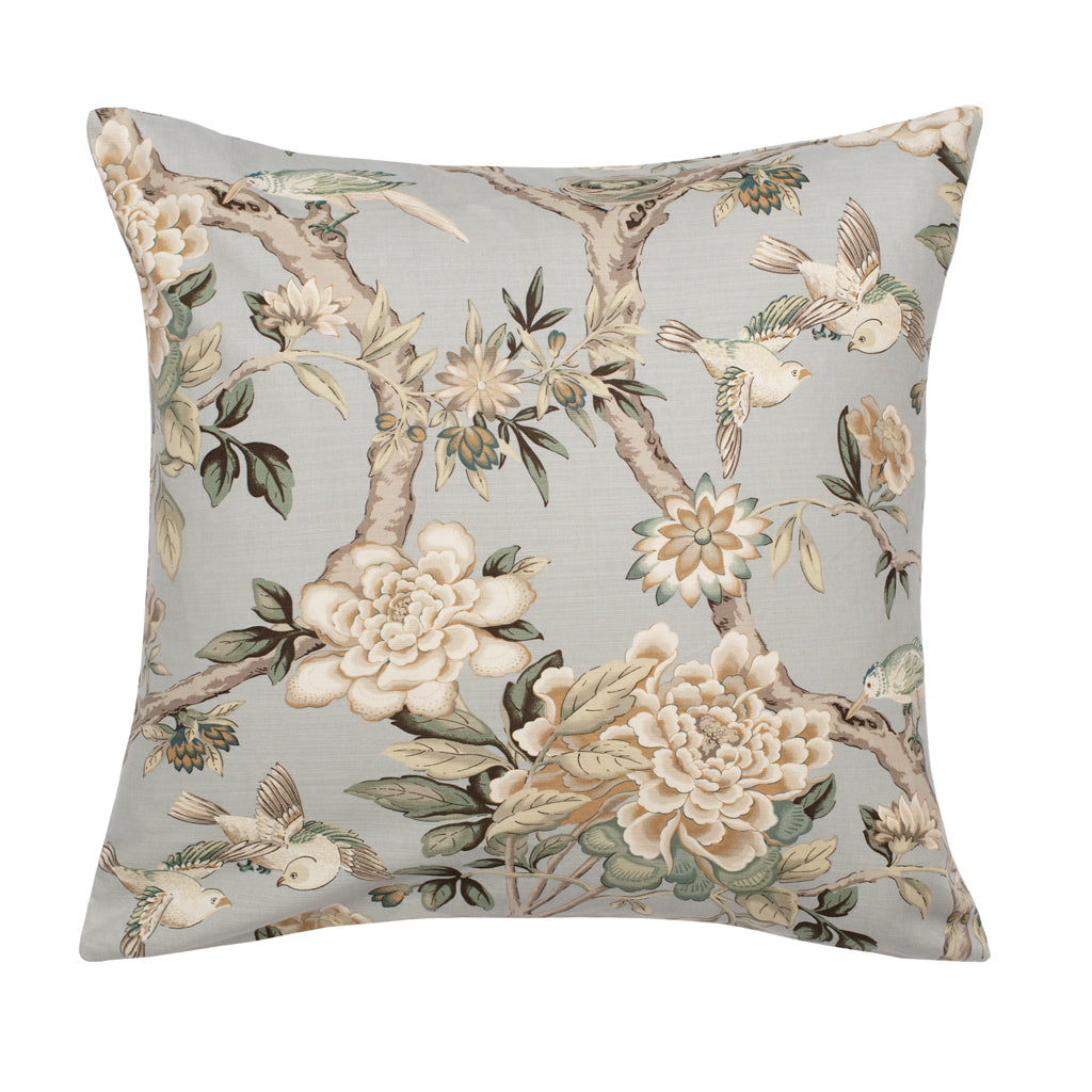 The Blue Garden Birds Square Throw Pillow