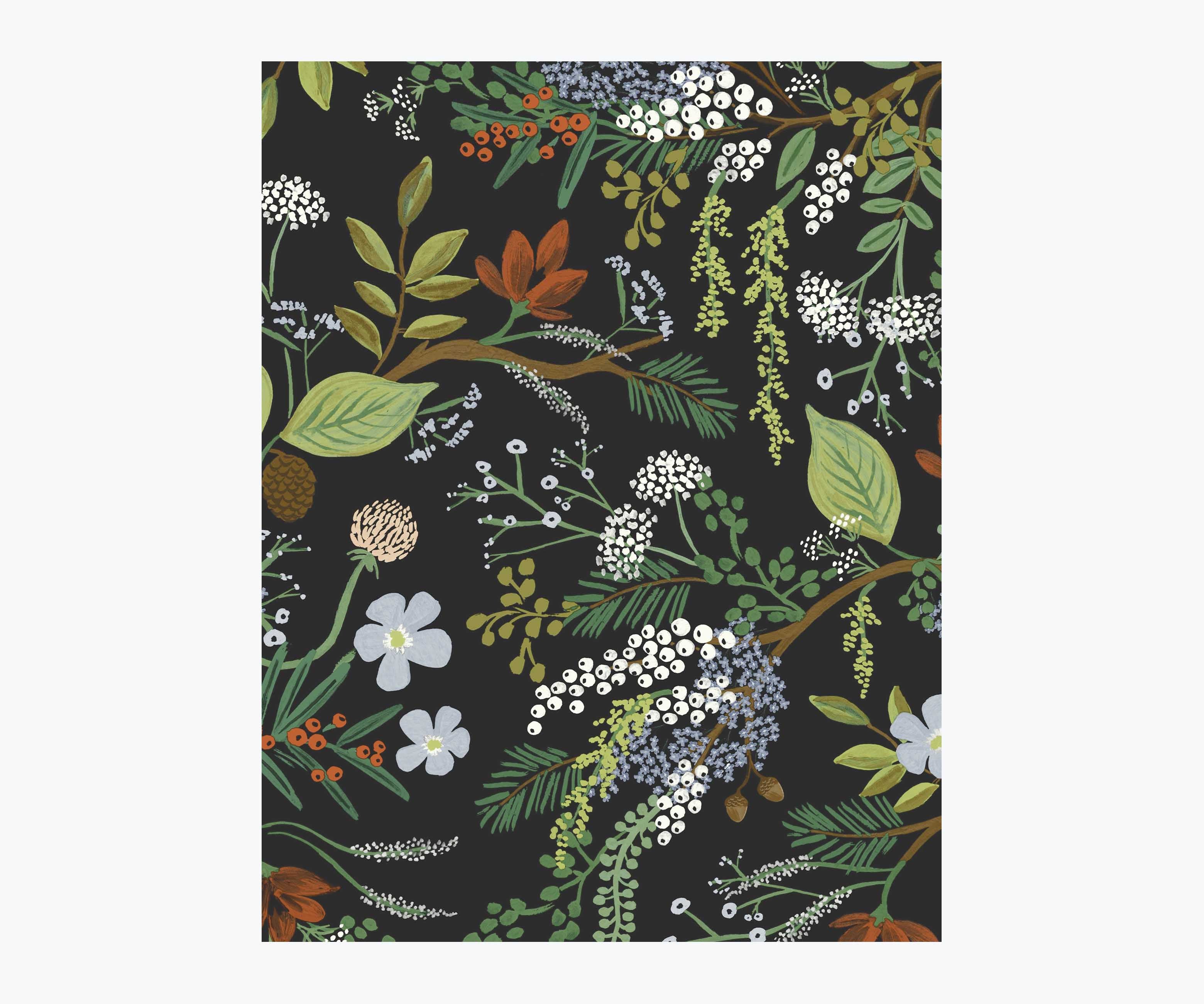 Juniper Forest Wallpaper Sample - Black