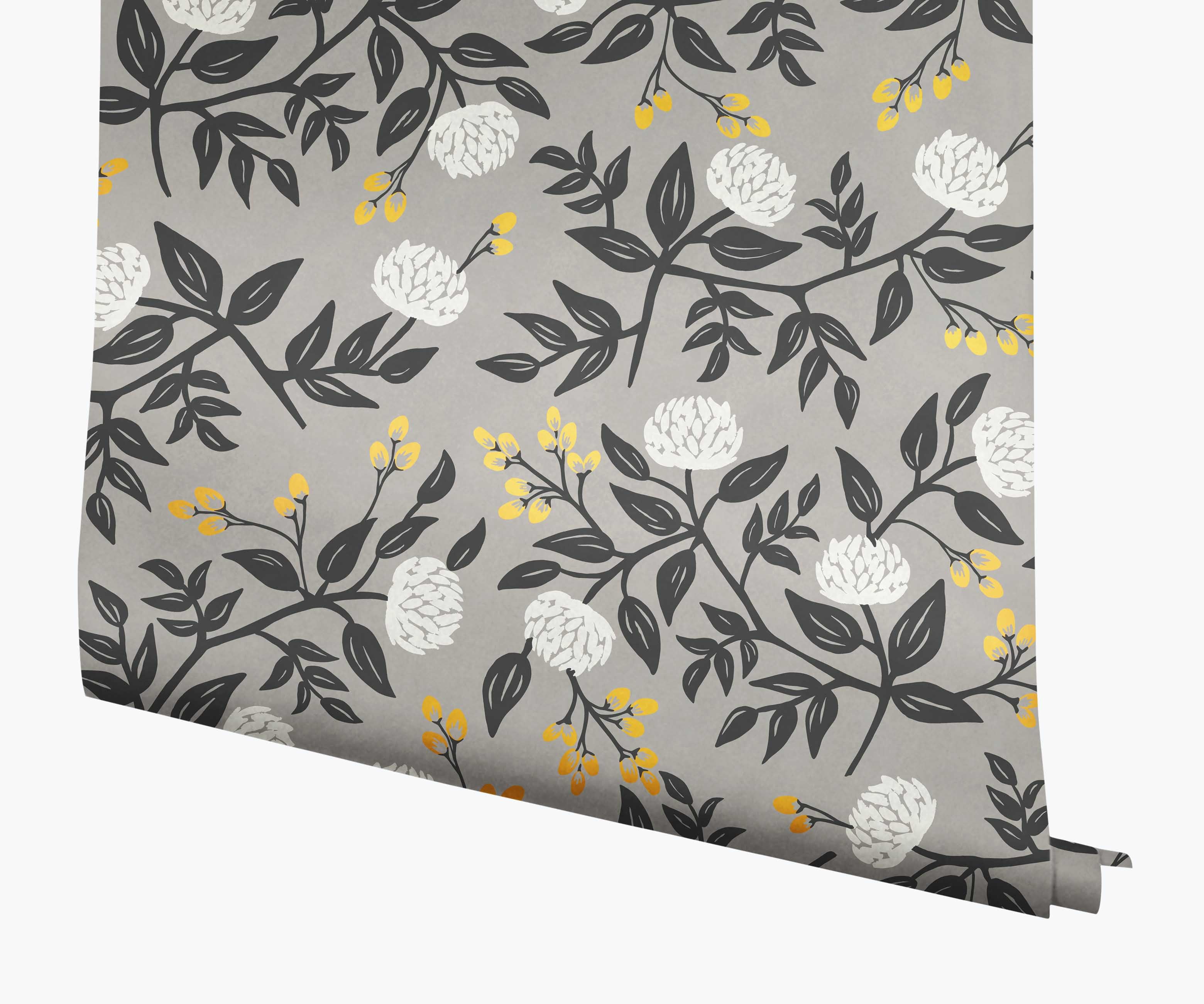 Peonies Wallpaper - Grey