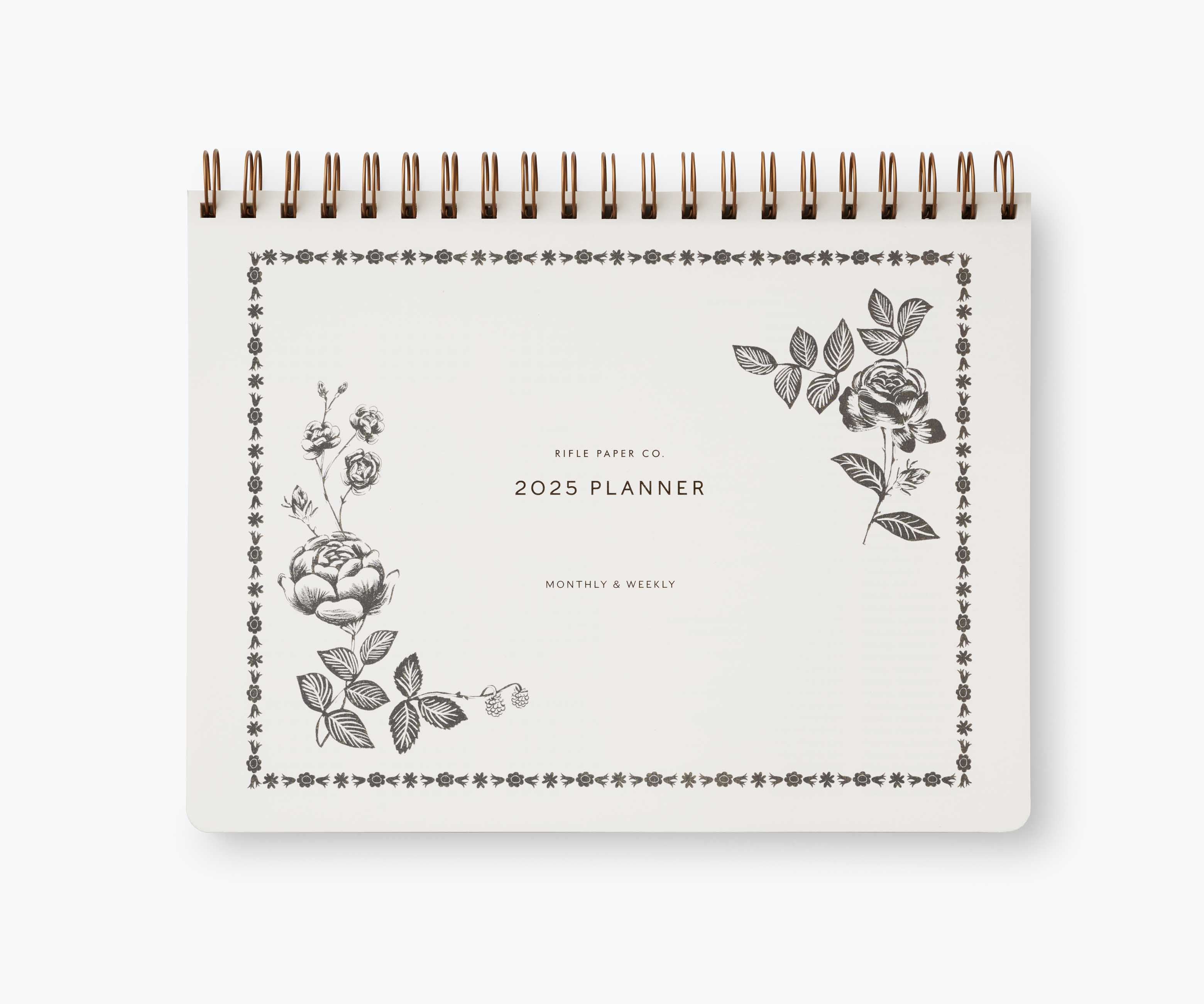 2025 12-Month Top Spiral Planner - English Rose