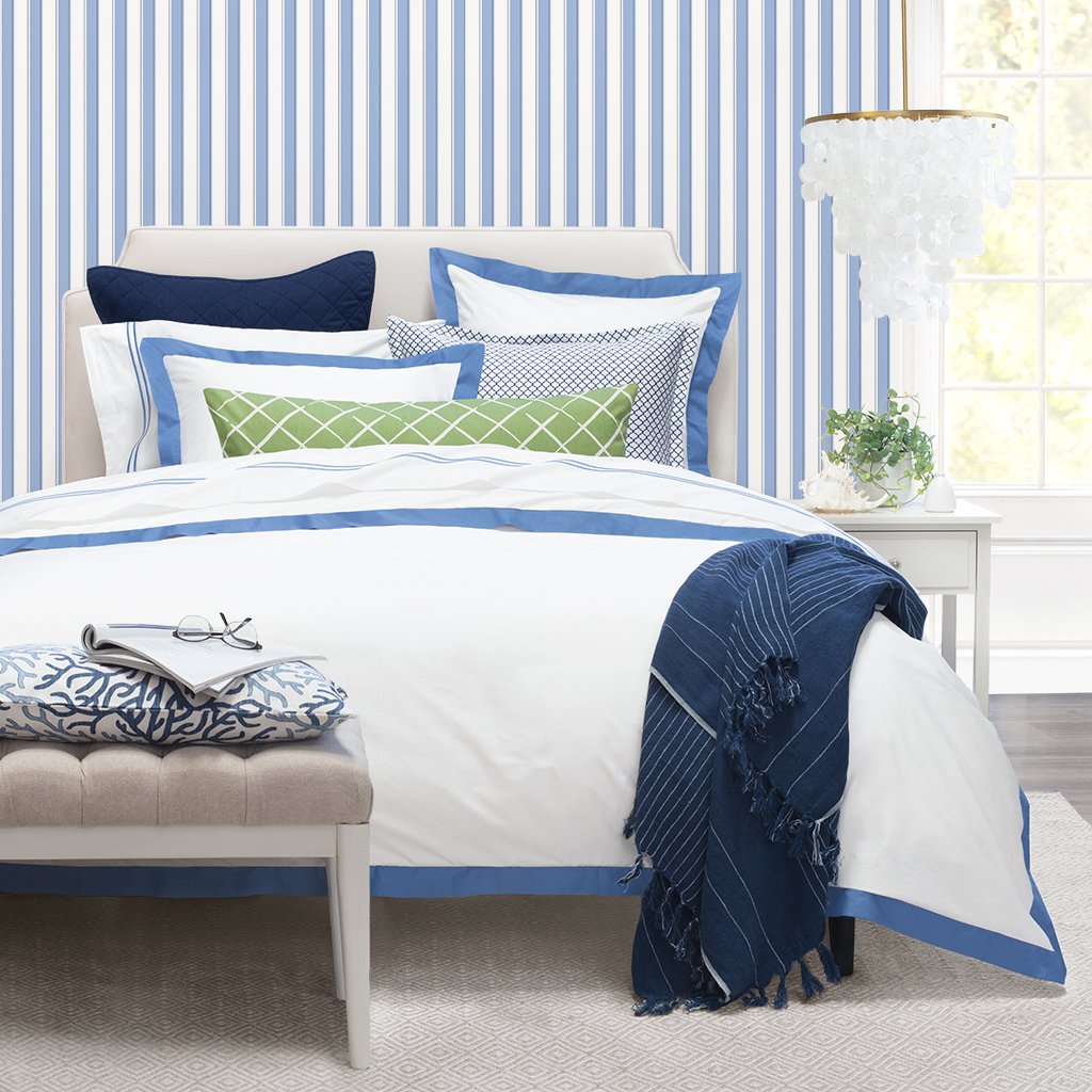 Capri Blue Linden Border Sham Pair