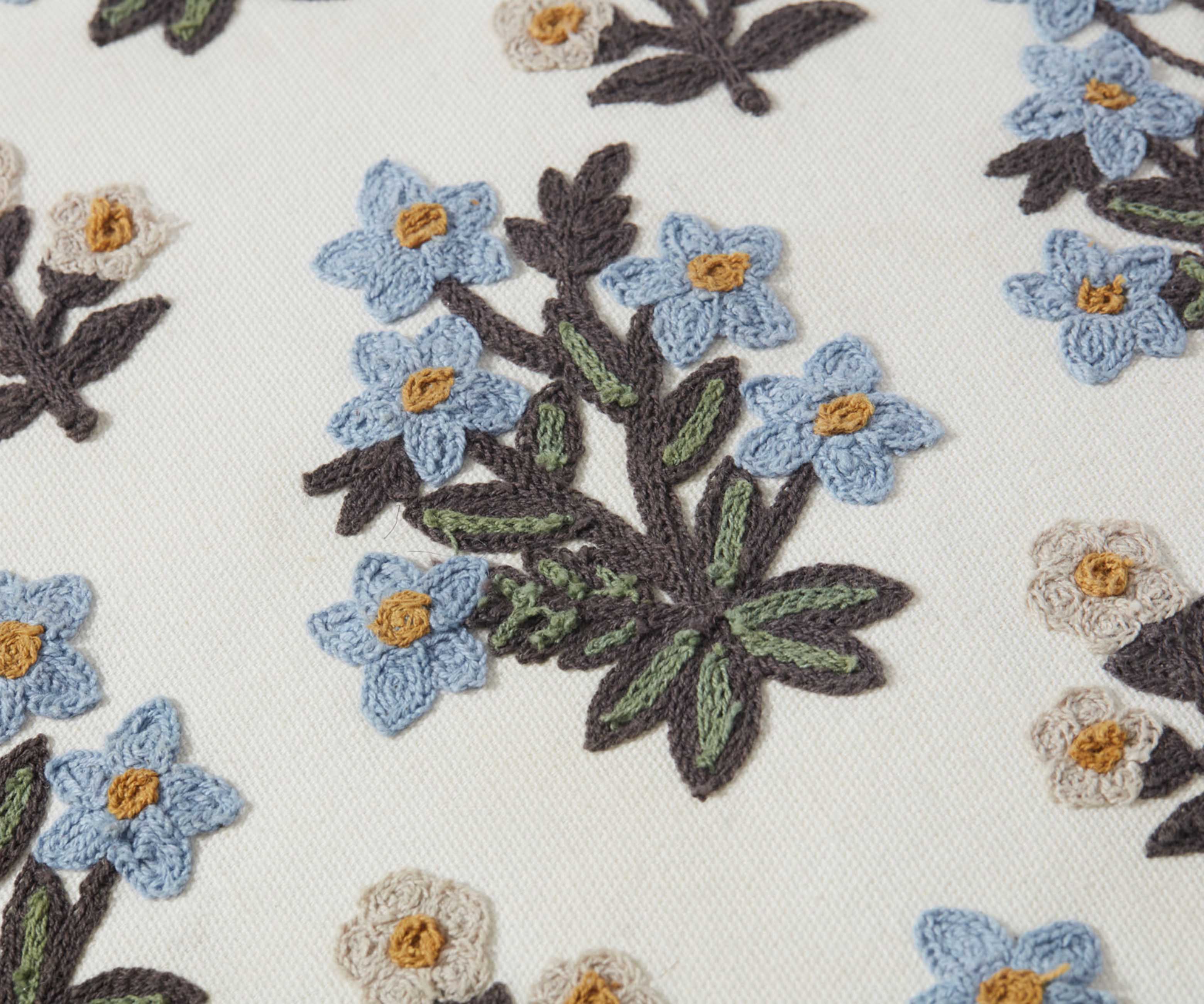 Lilacs Embroidered Pillow - Cream