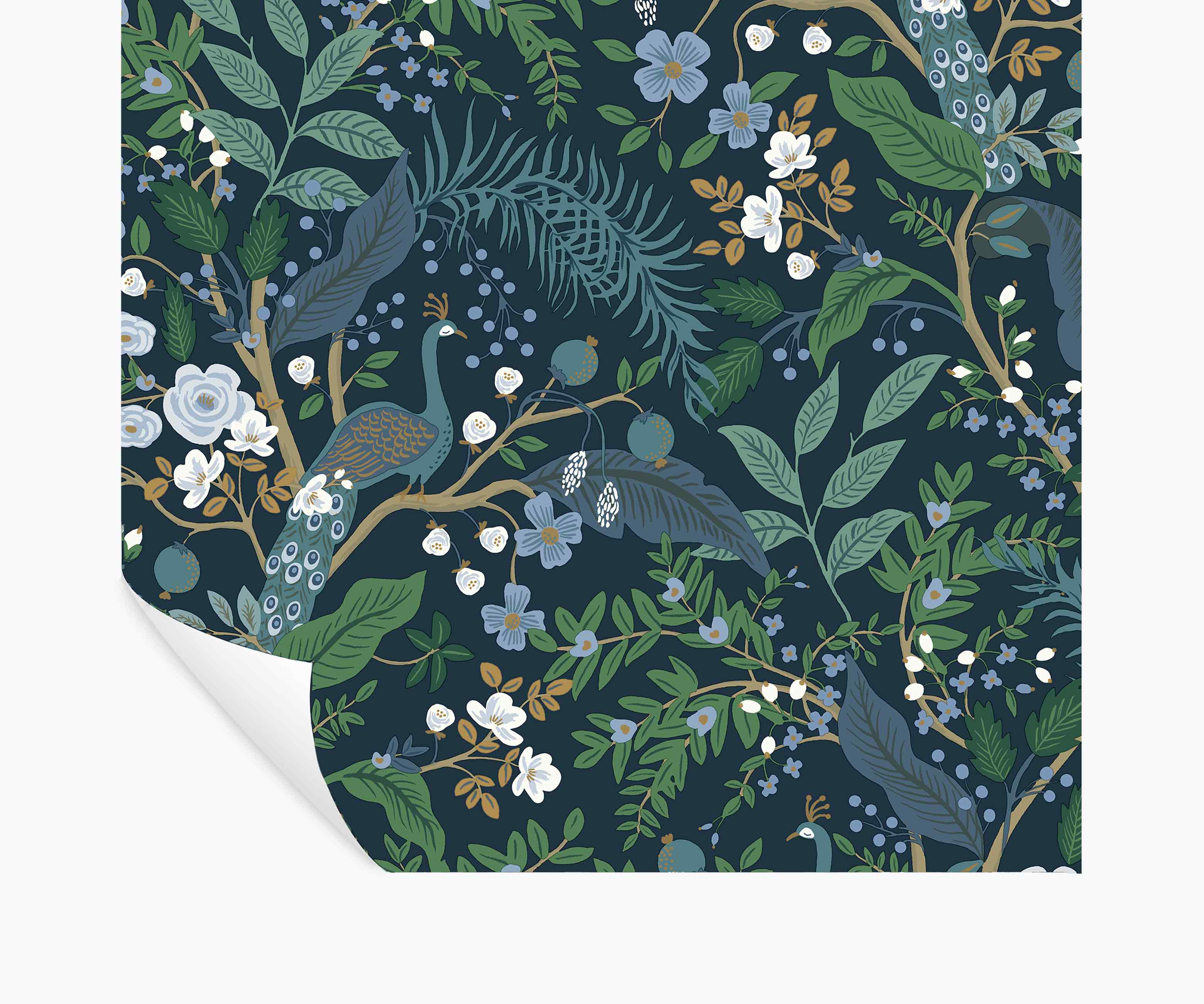 Peacock Garden Peel & Stick Wallpaper - Navy