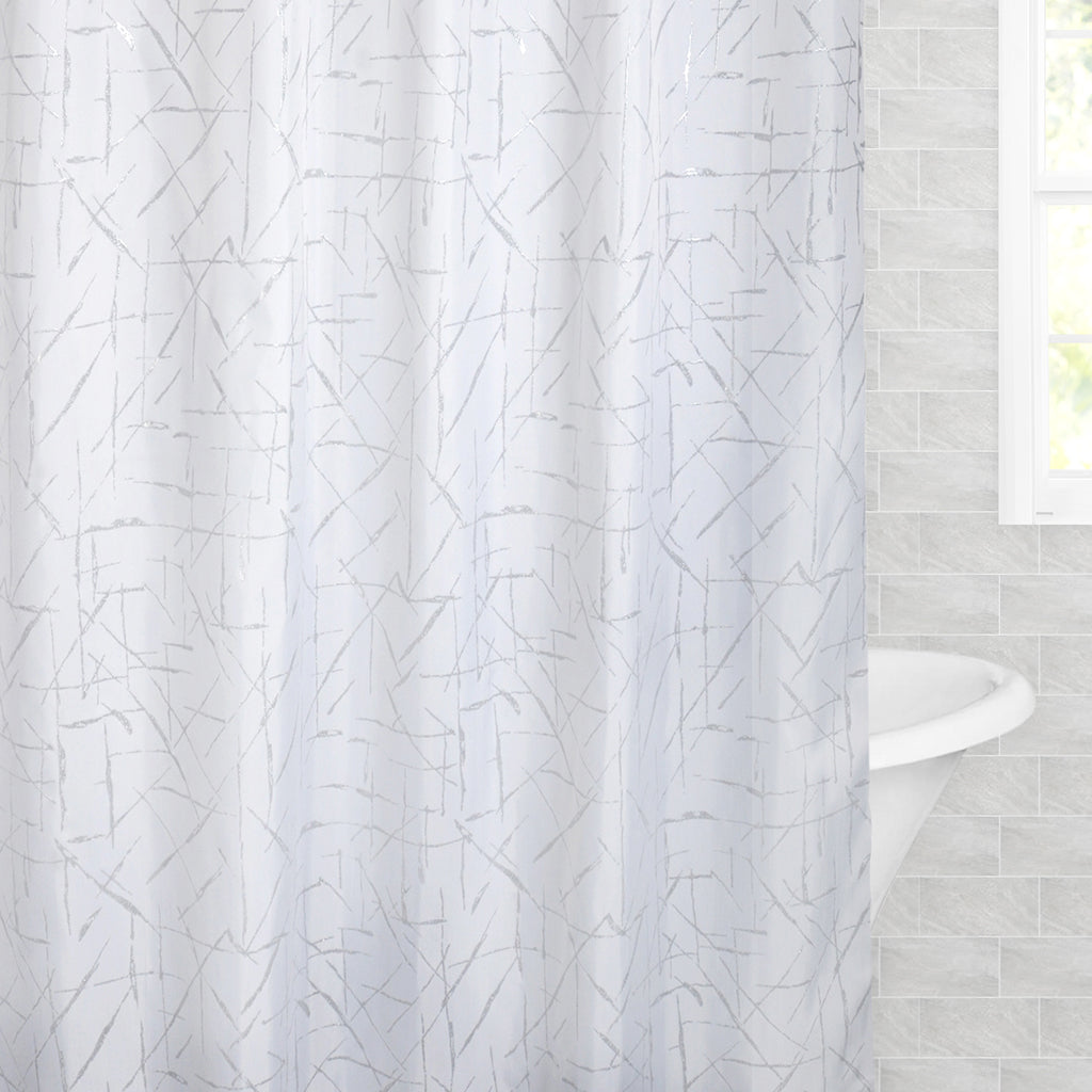 The Silver Scribbles Shower Curtain