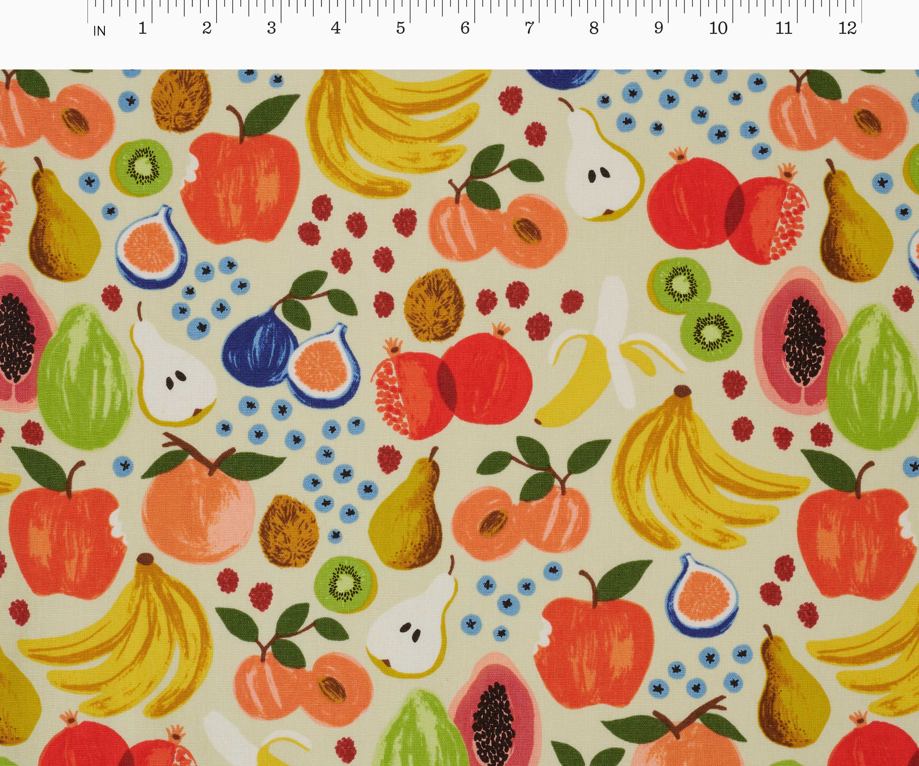 Fruit Stand Canvas Fabric - Natural