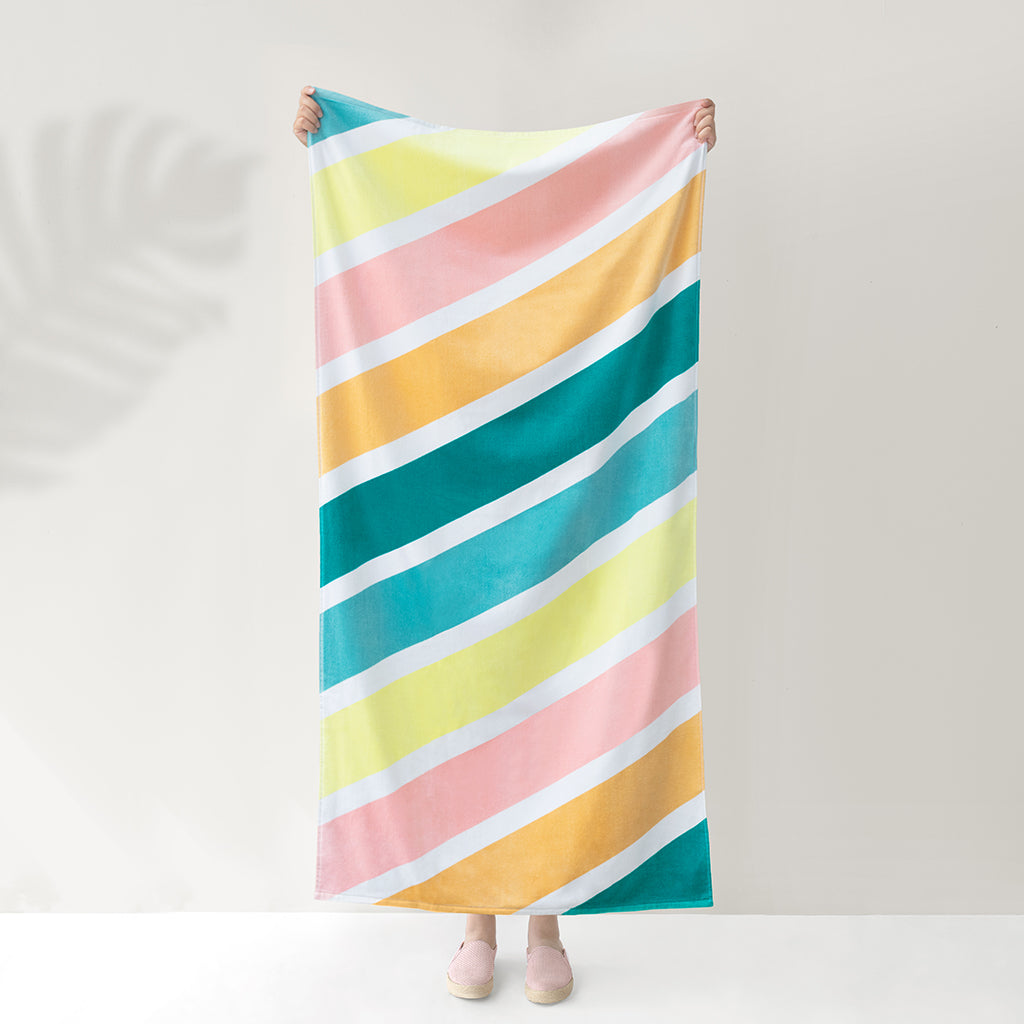 The Retro Diagonal Striped Beach Towel