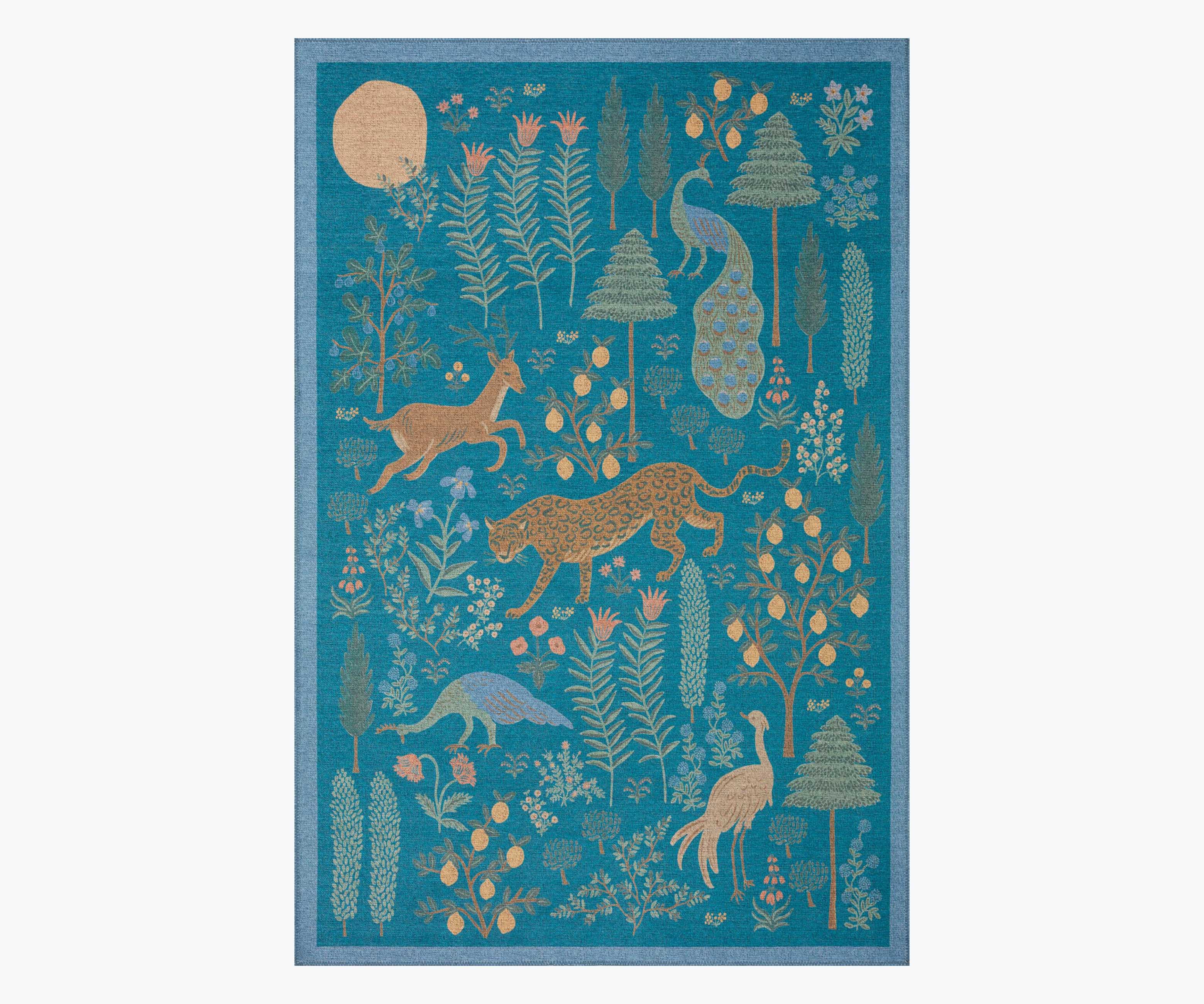 Menagerie Les Fauves Printed Rug - Marine