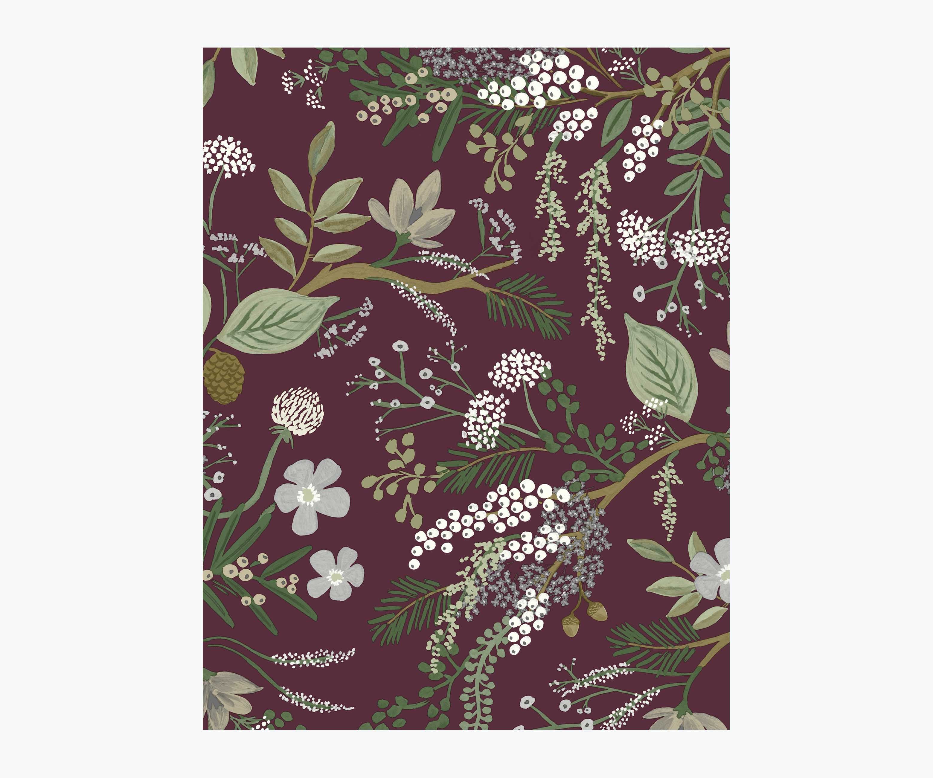 Juniper Forest Wallpaper Sample - Burgundy