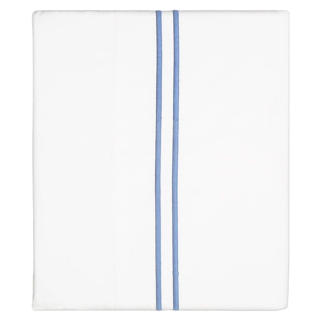 Coastal Blue Lines Embroidered Flat Sheet