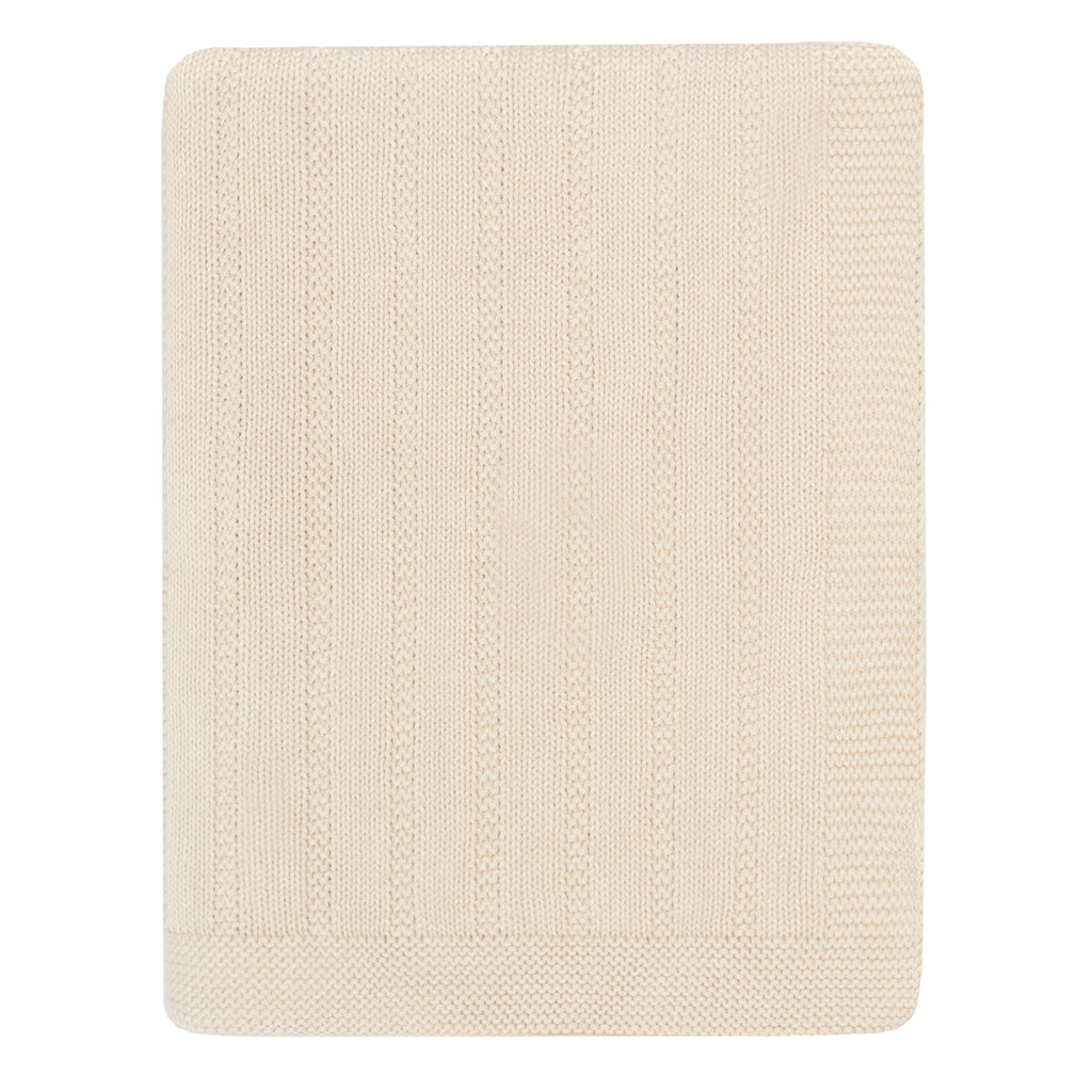 The Cream Border Ribbed Knit Throw