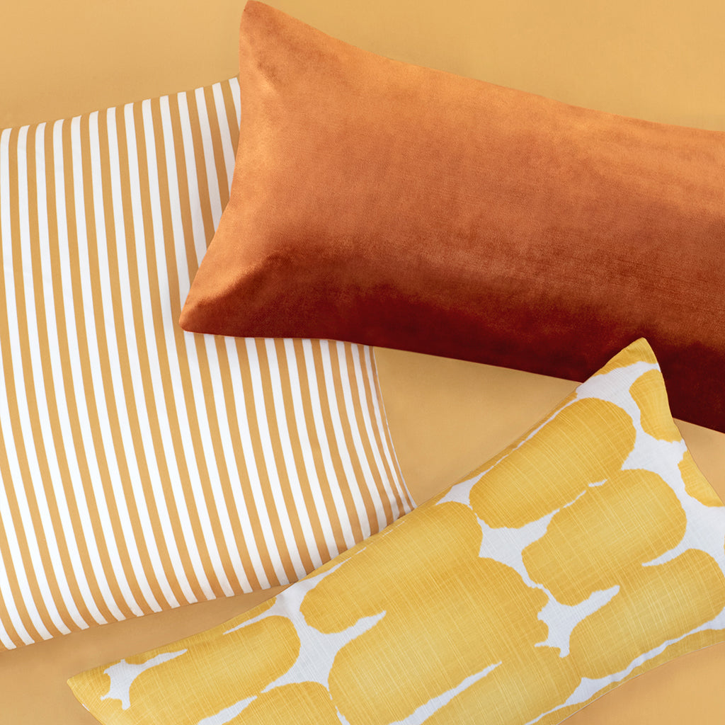 The Mustard Shibori Brush Throw Pillow