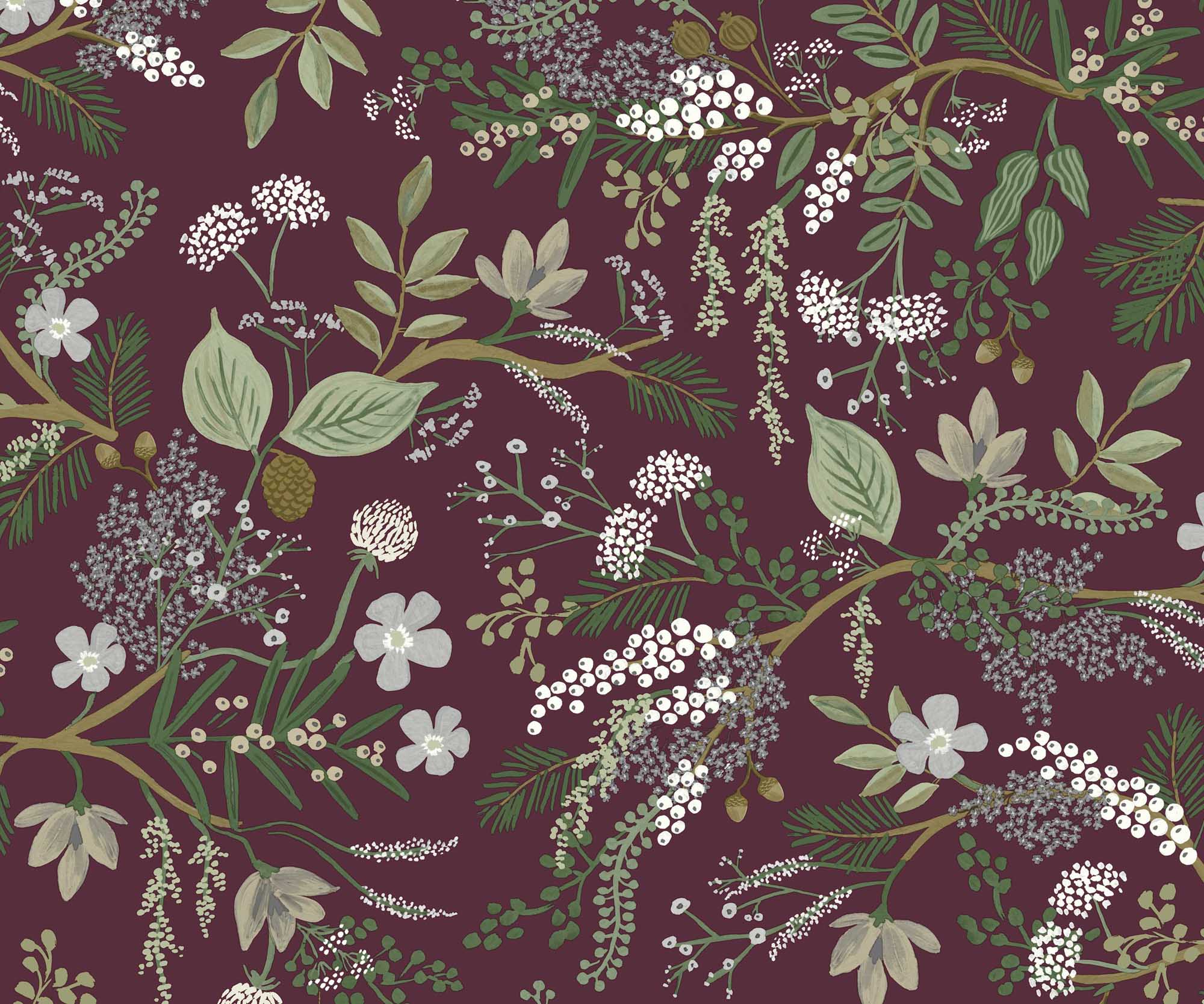 Juniper Forest Wallpaper - Burgundy