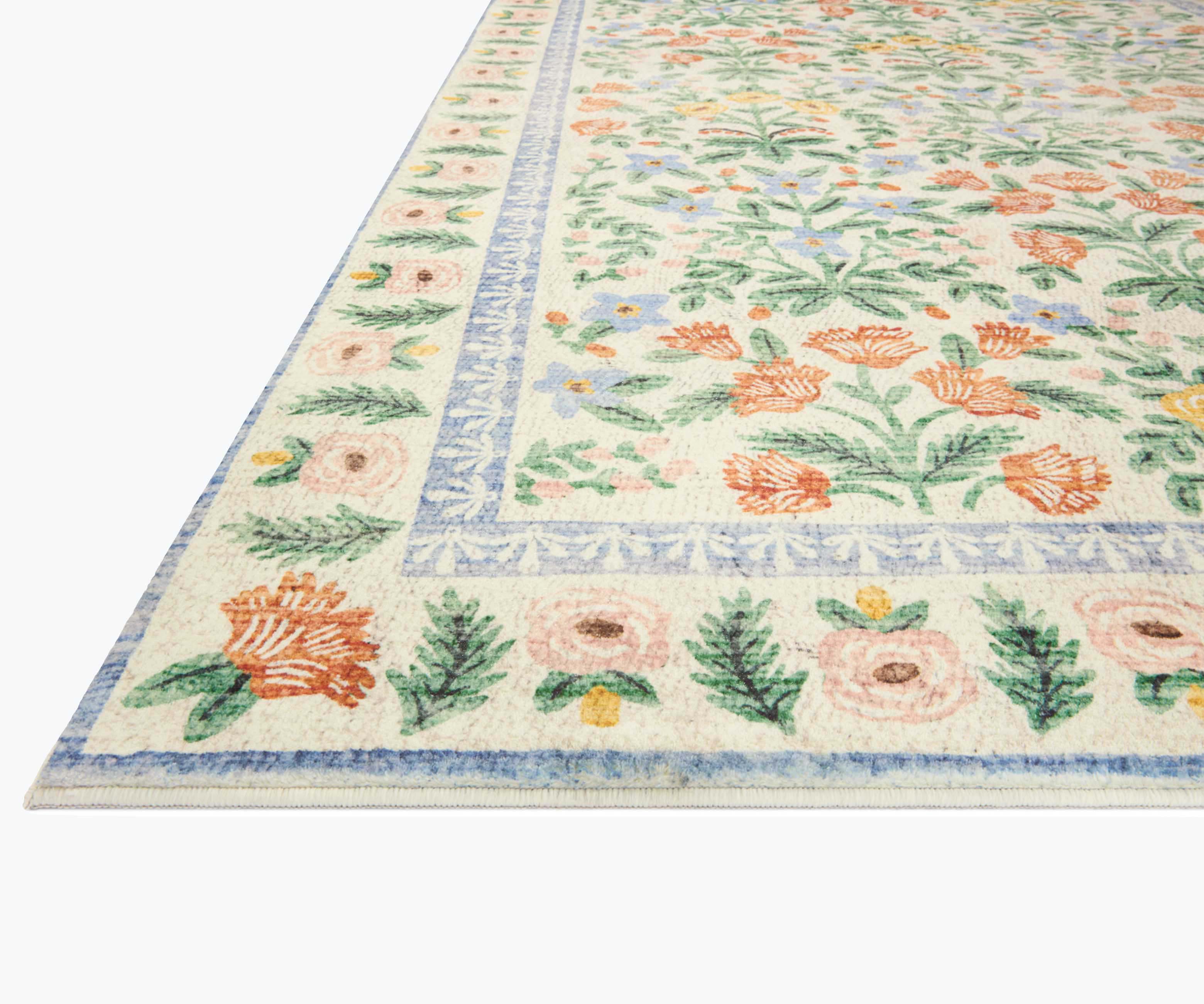 Eden Mughal Garden Power Loomed Rug - Cream