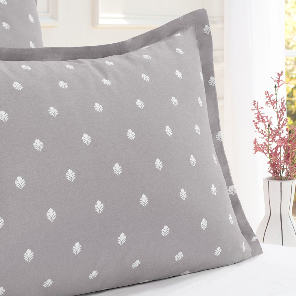 Grey Flora Duvet Cover