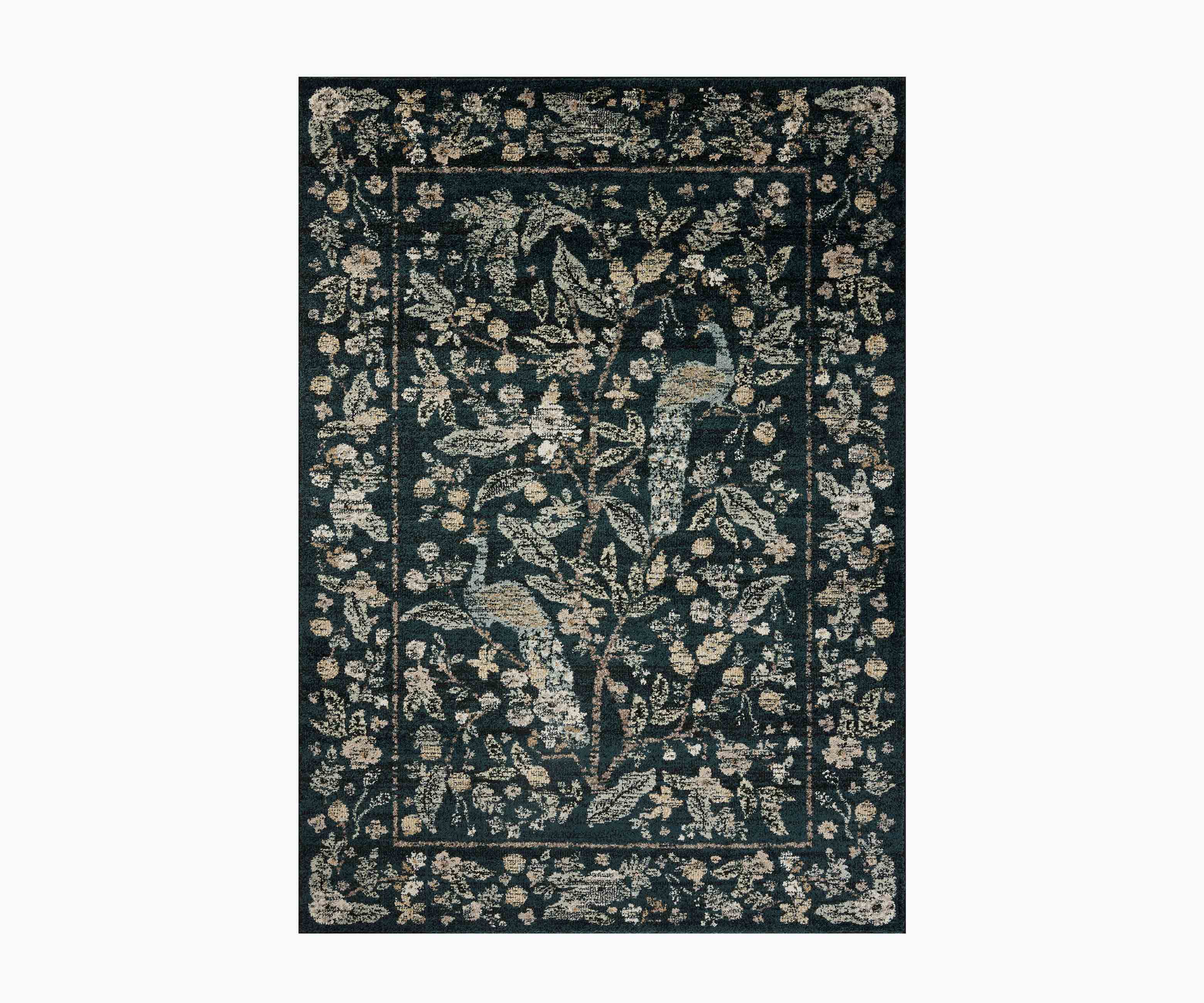 Laurel Peacock Garden Power Loomed Rug - Navy