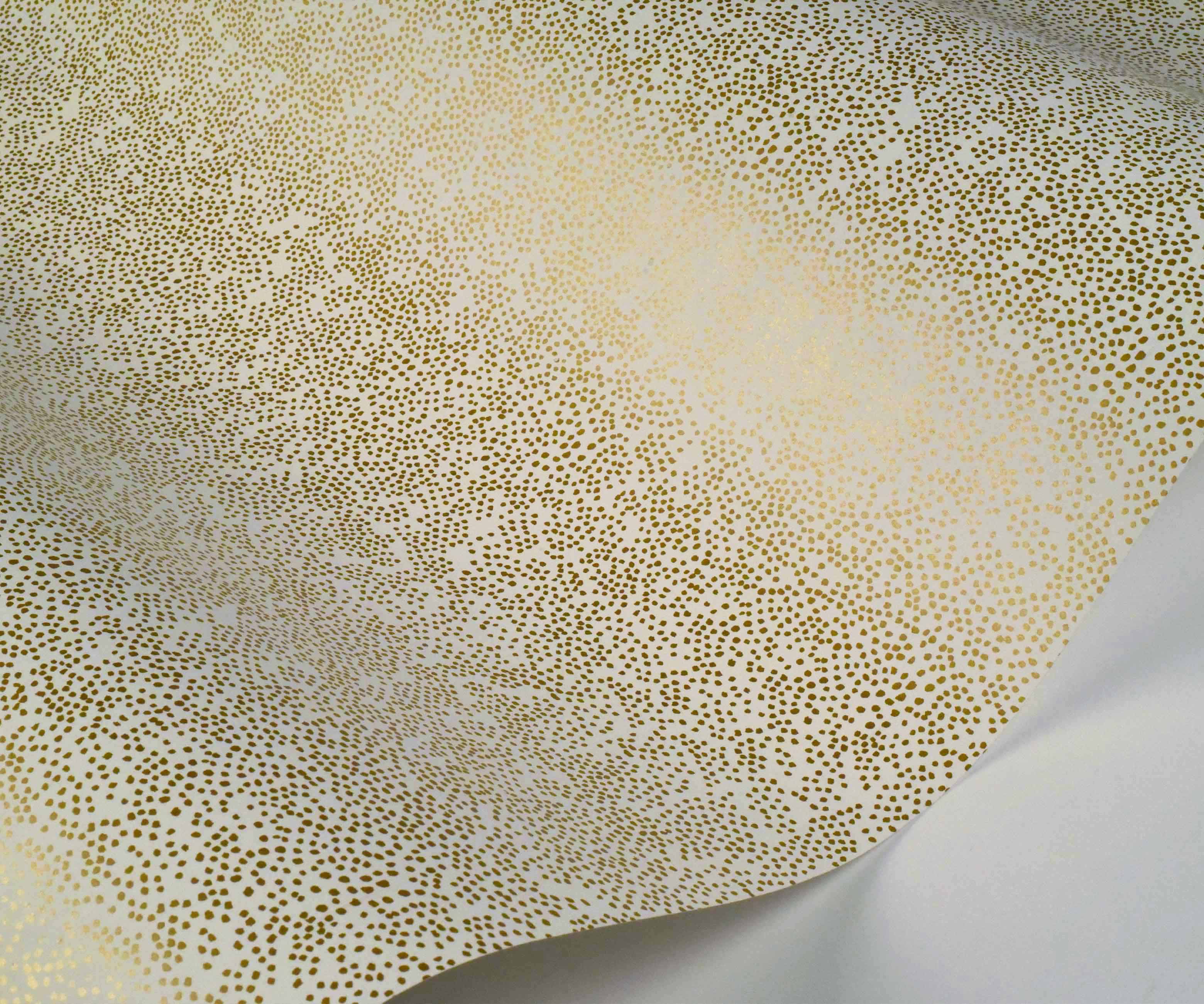 Champagne Dots Wallpaper - Metallic Gold & White