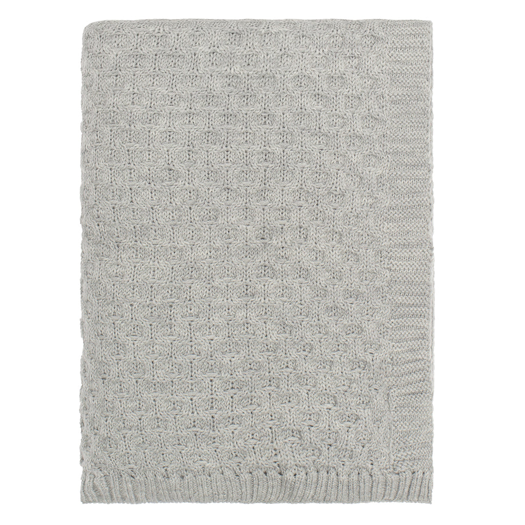 The Light Grey Textured Honeycomb Merino Wool Throw