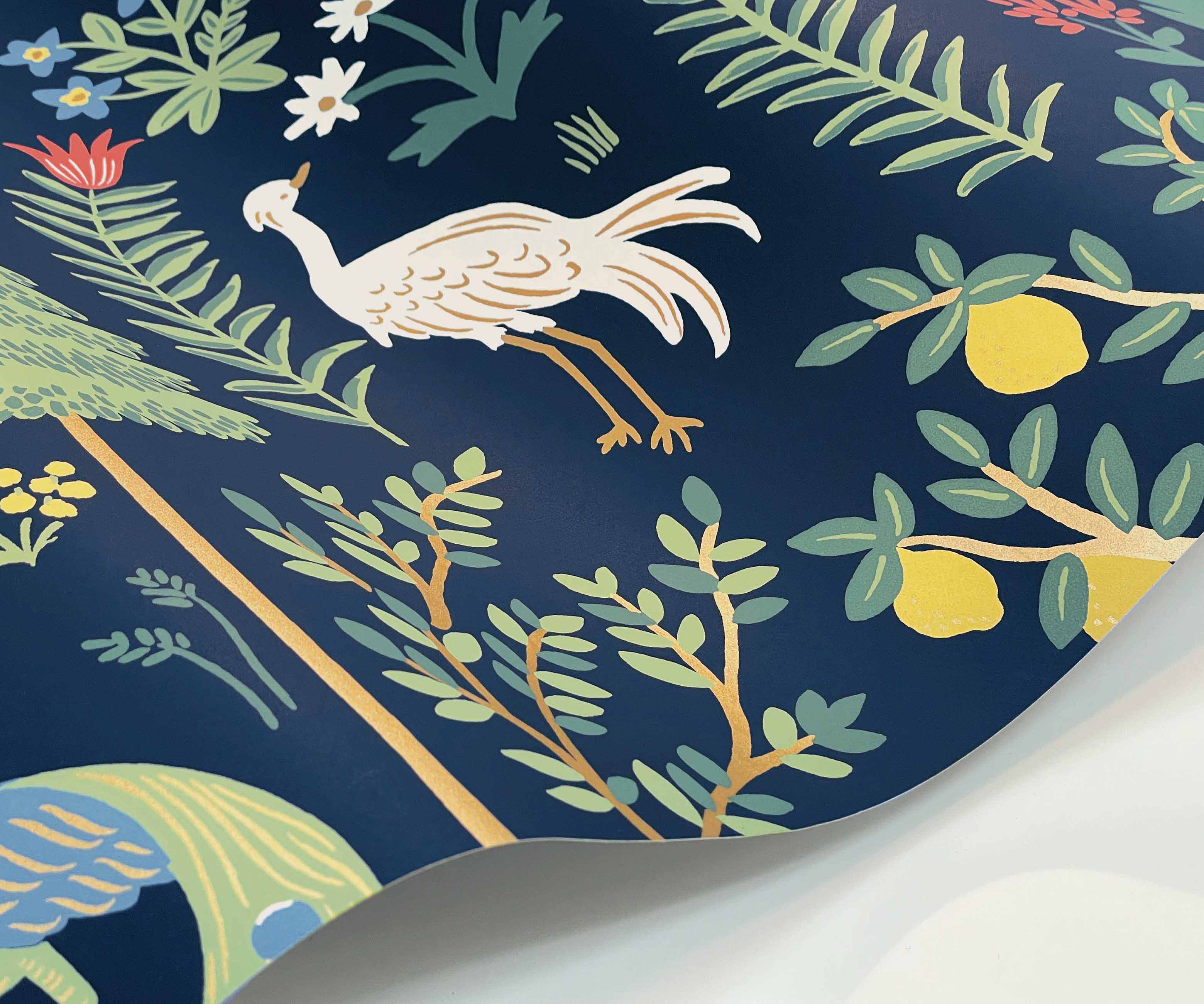 Menagerie Wallpaper Sample - Navy