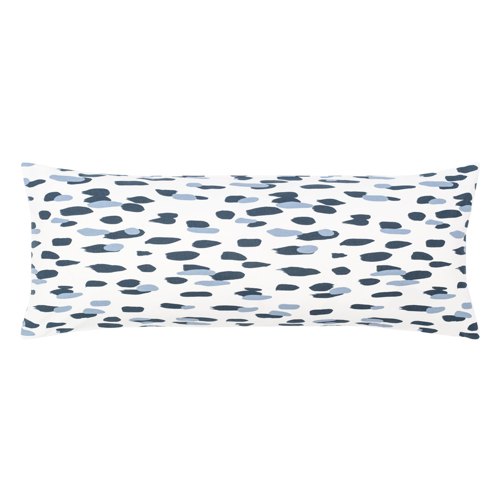 The Navy Brushstrokes Extra Long Lumbar Throw Pillow