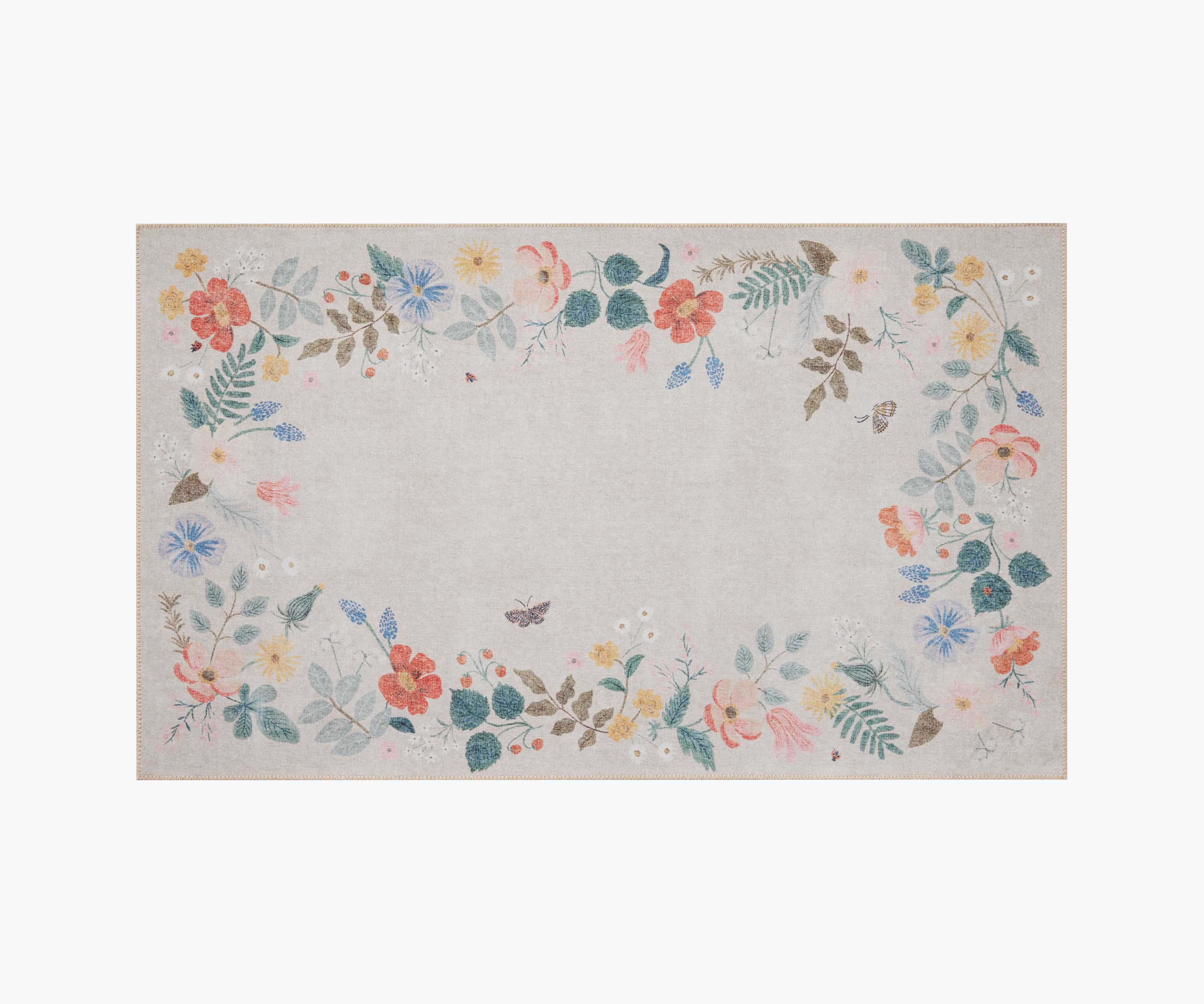 Atelier Strawberry Fields Border Non-Slip Rug - Cream