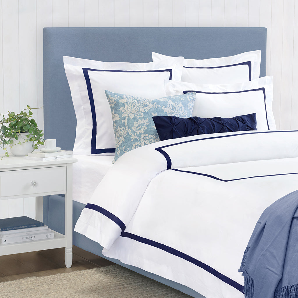 Bella Navy Framed Percale Euro Sham