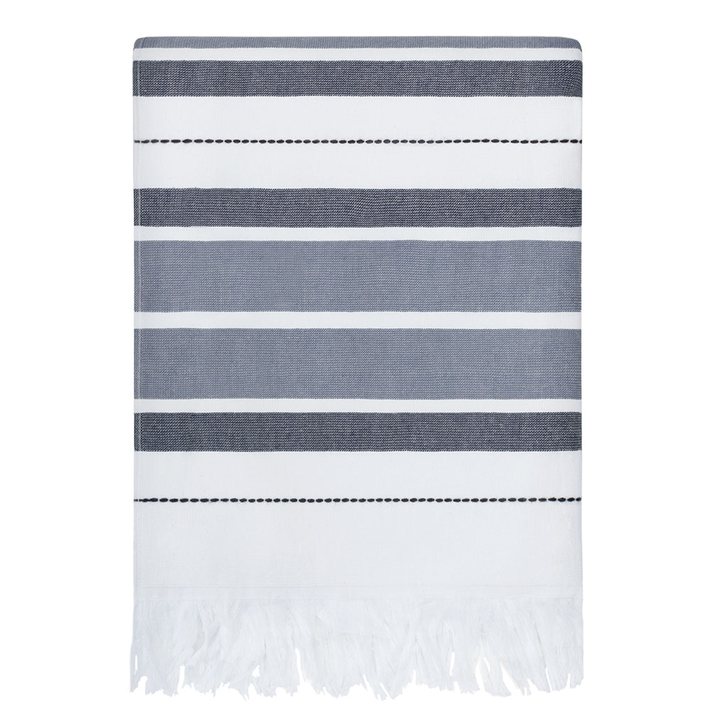 The Grey Coastal Stripe Fouta Beach Towel