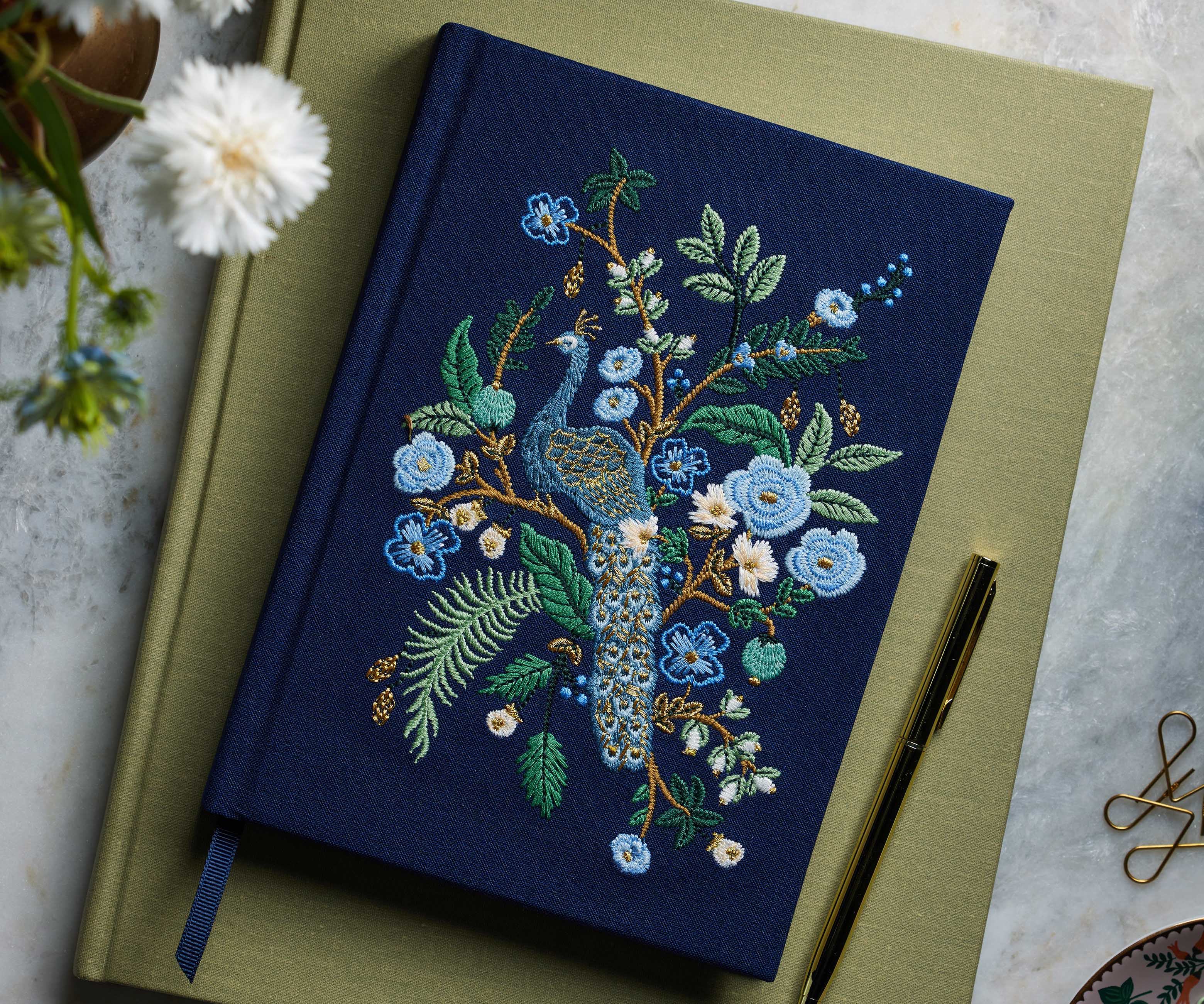 Embroidered Journal - Peacock