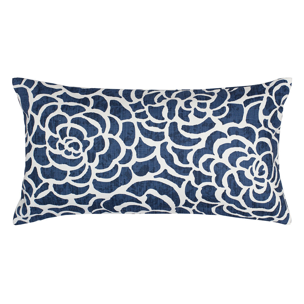 Navy Peony Throw Pillow