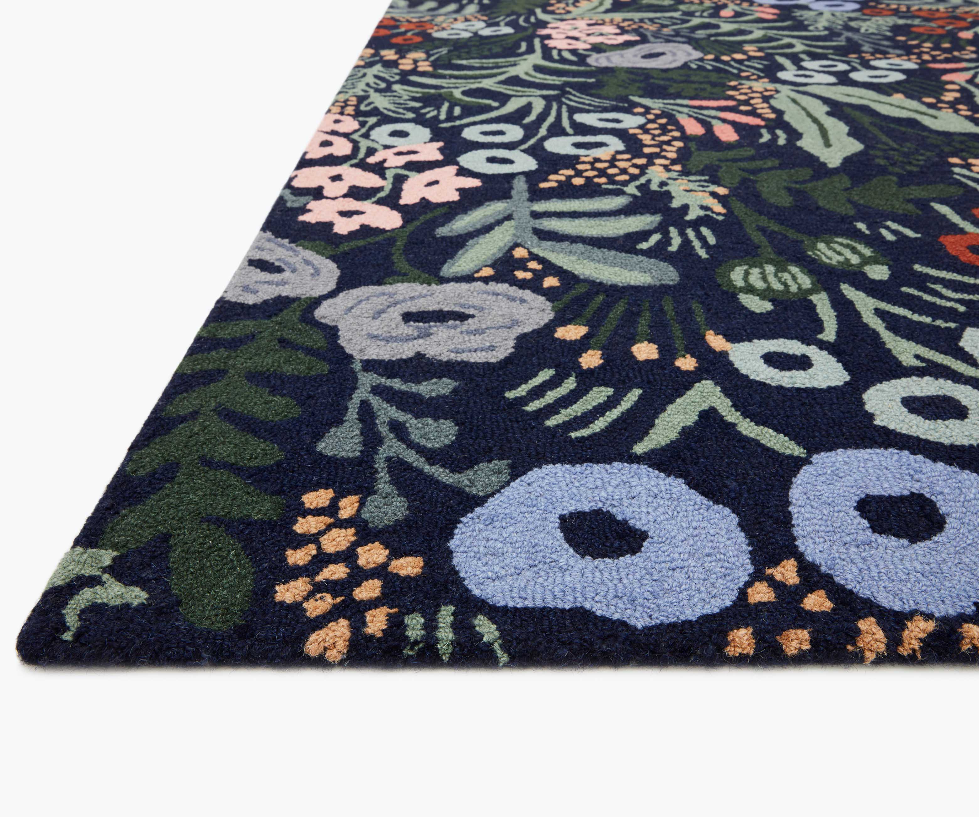 Joie Tapestry Wool-Hooked Rug - Navy