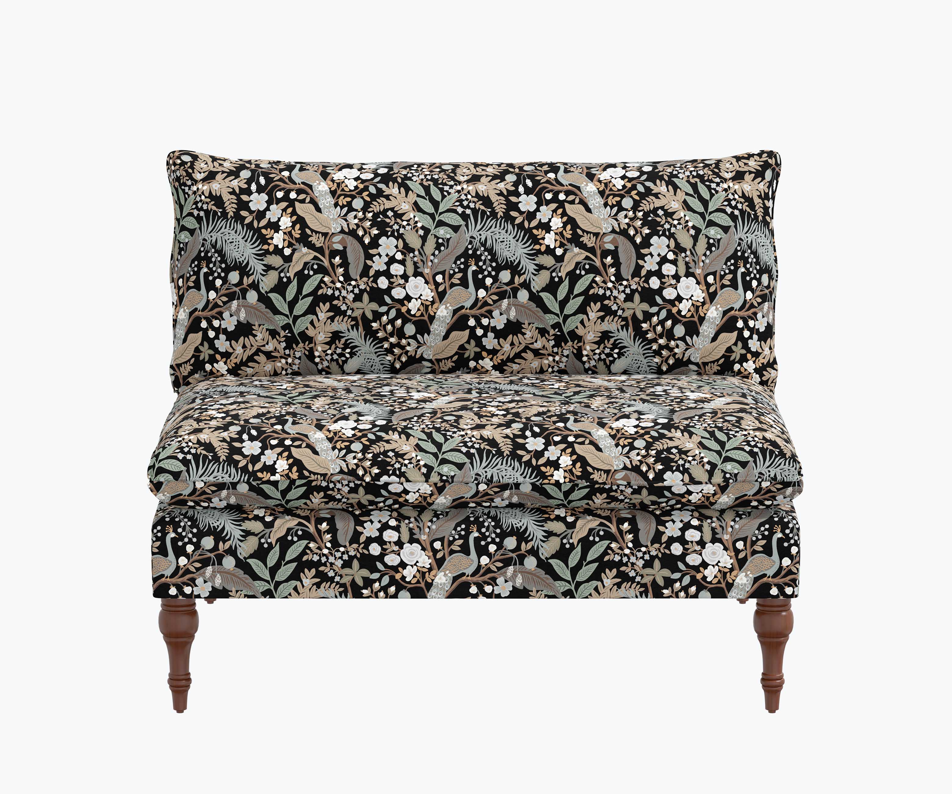 Louie Settee - Peacock Garden Black