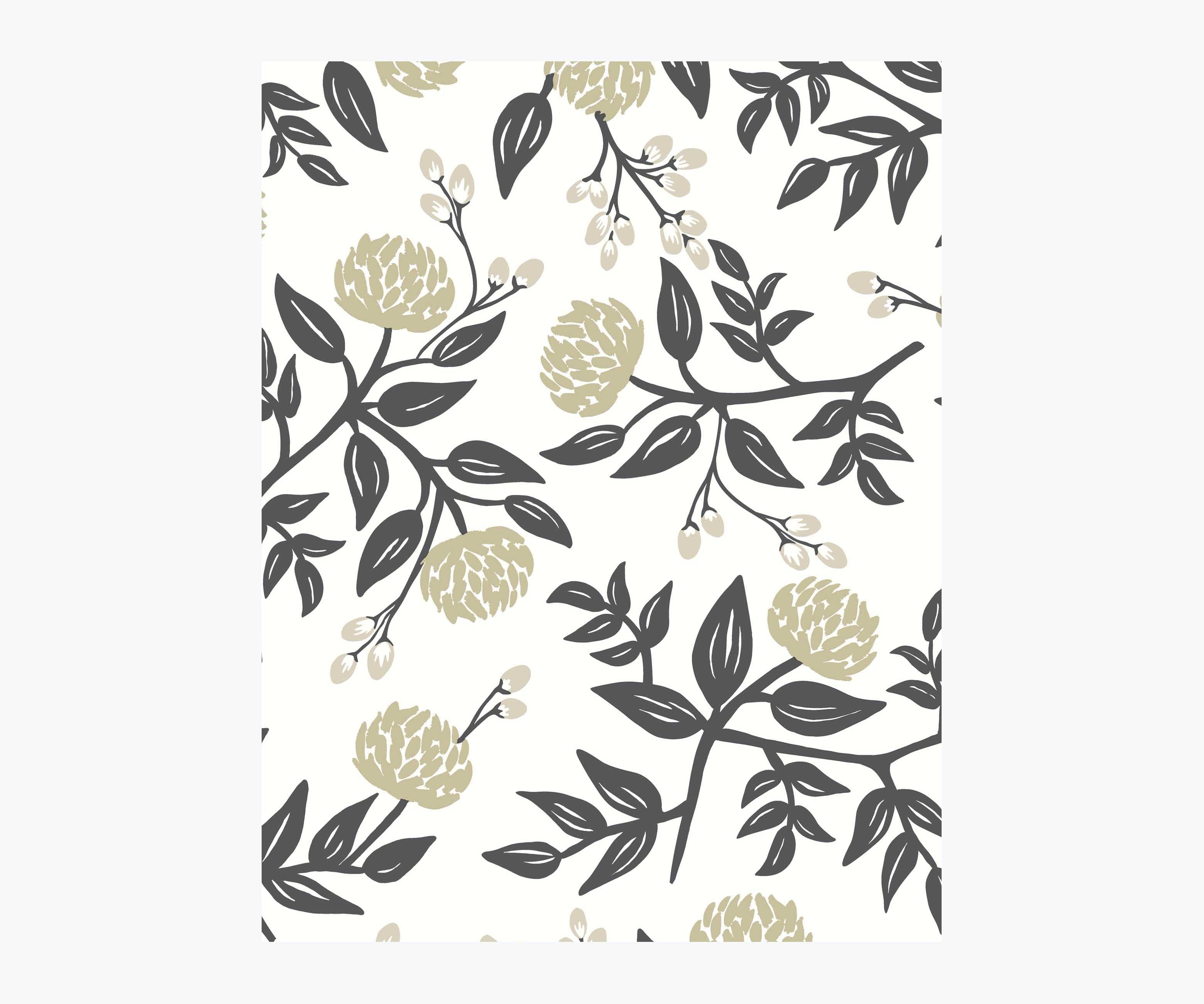 Peonies Wallpaper Sample - White & Black