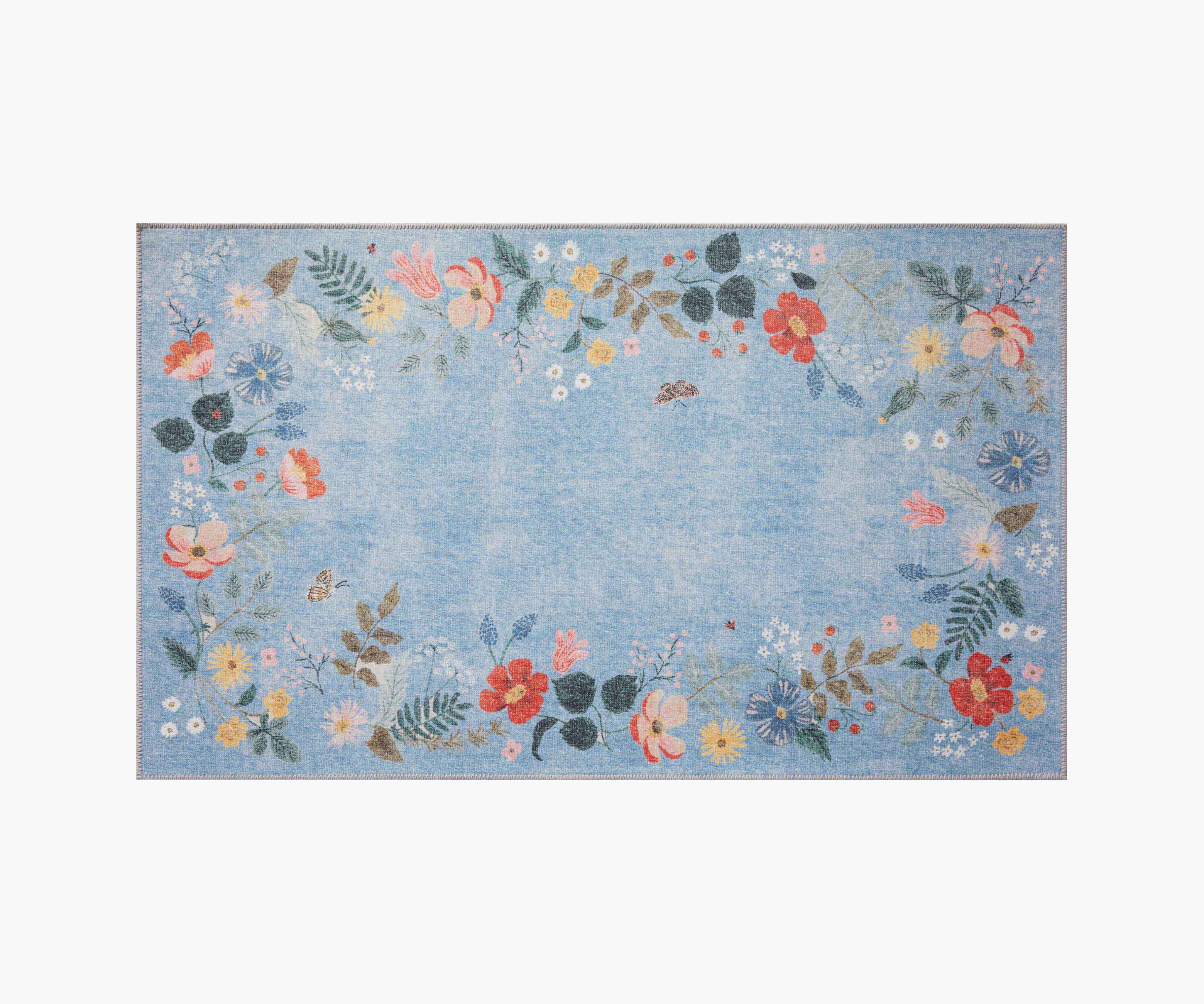 Atelier Strawberry Fields Border Non-Slip Rug - Periwinkle