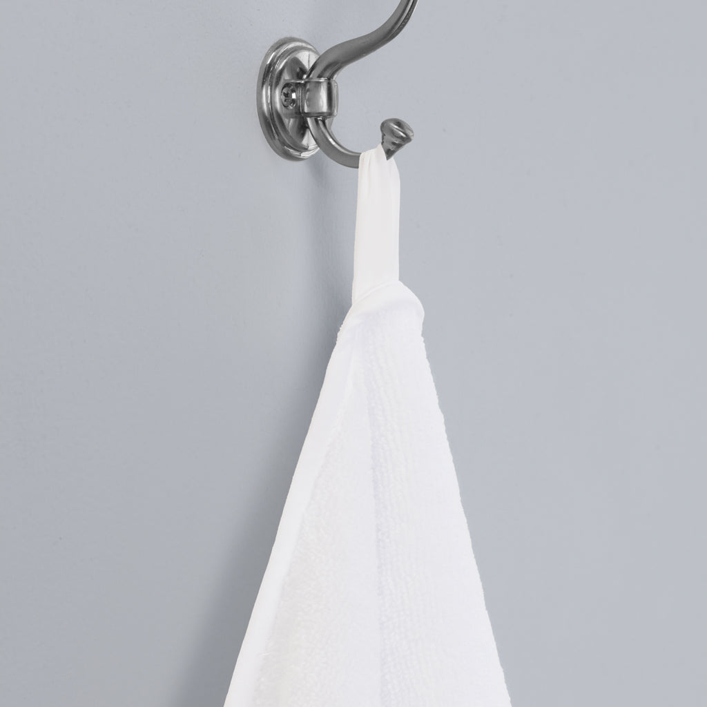 White Scalloped Plush White Bath Towel