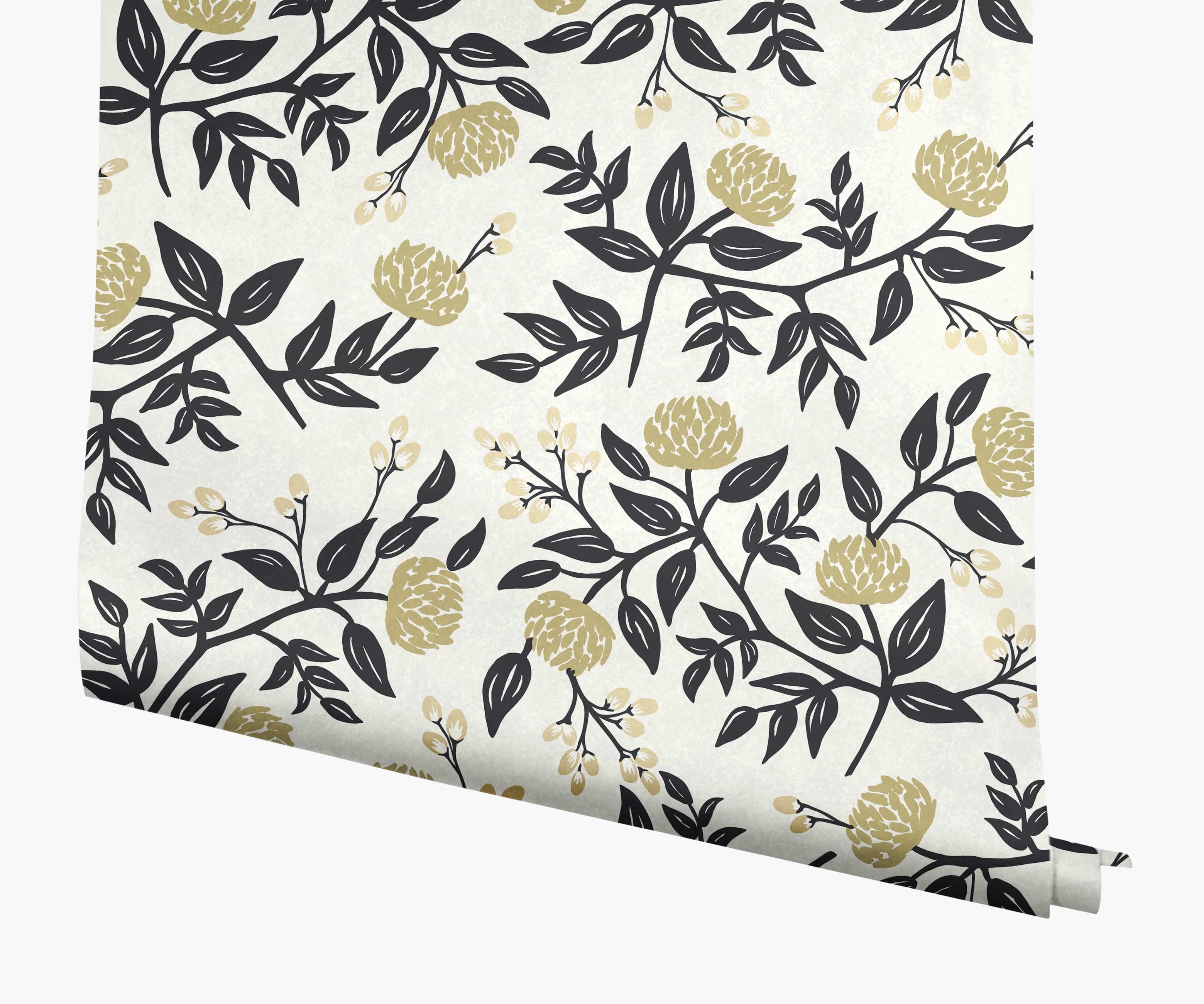 Peonies Wallpaper - White & Black