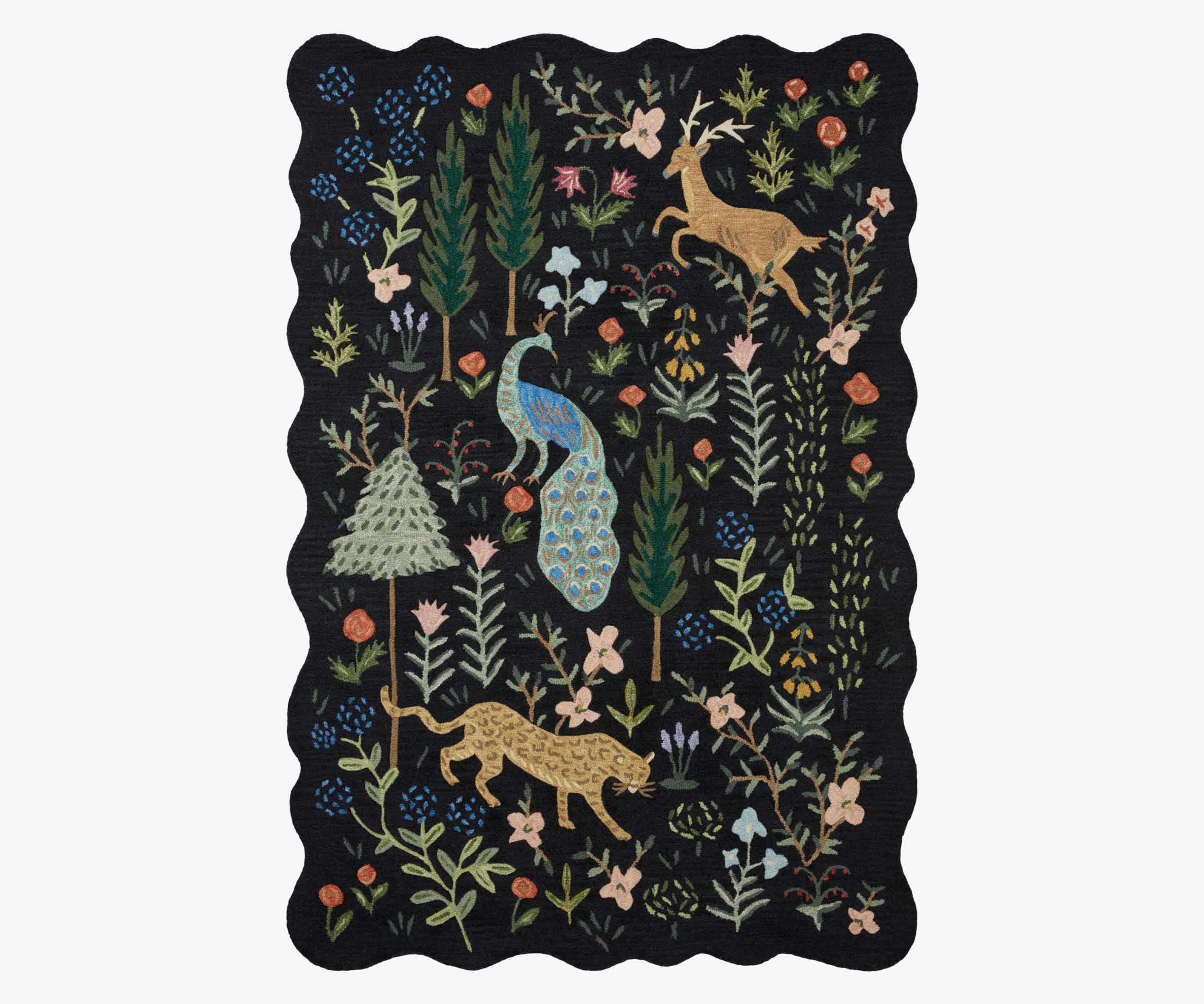 Menagerie Wool-Hooked Rug - Black