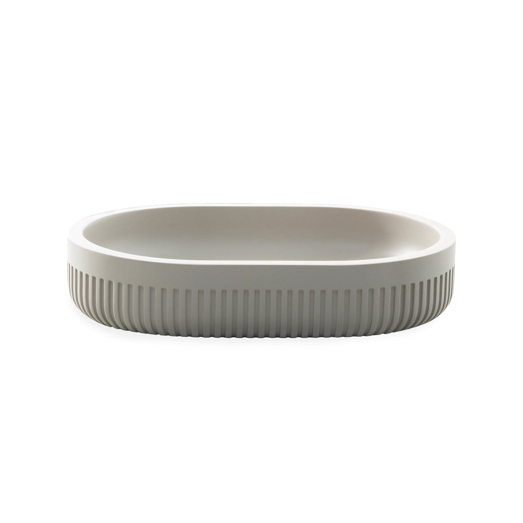 Modern Ribbed Taupe Bath Accessories, Soap Dish