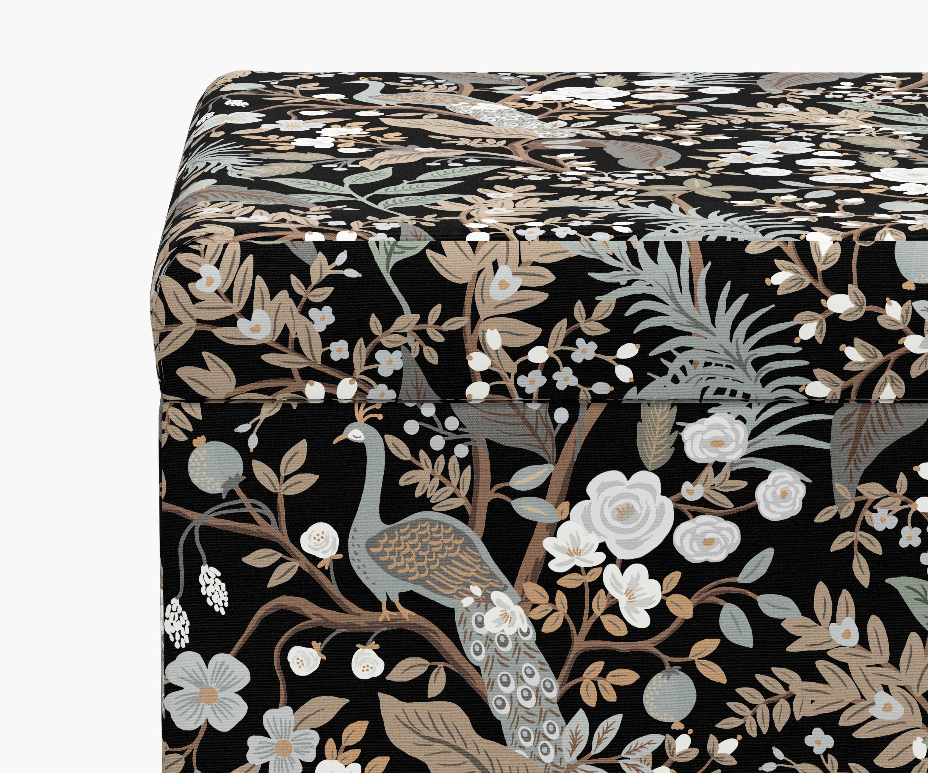 Willie Storage Bench - Peacock Garden Black