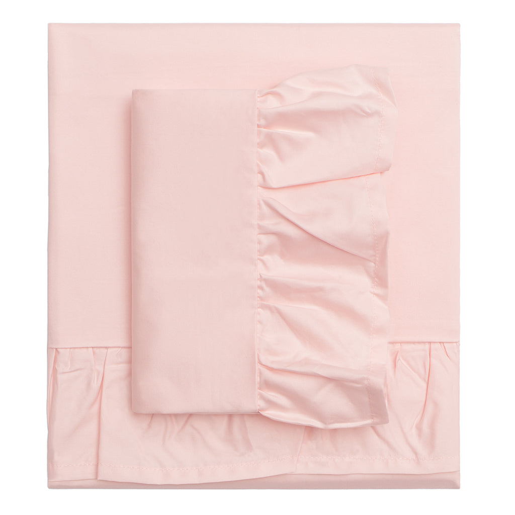 Pink Ruffle Sheet Set  (Fitted, Flat, & Pillow Cases)