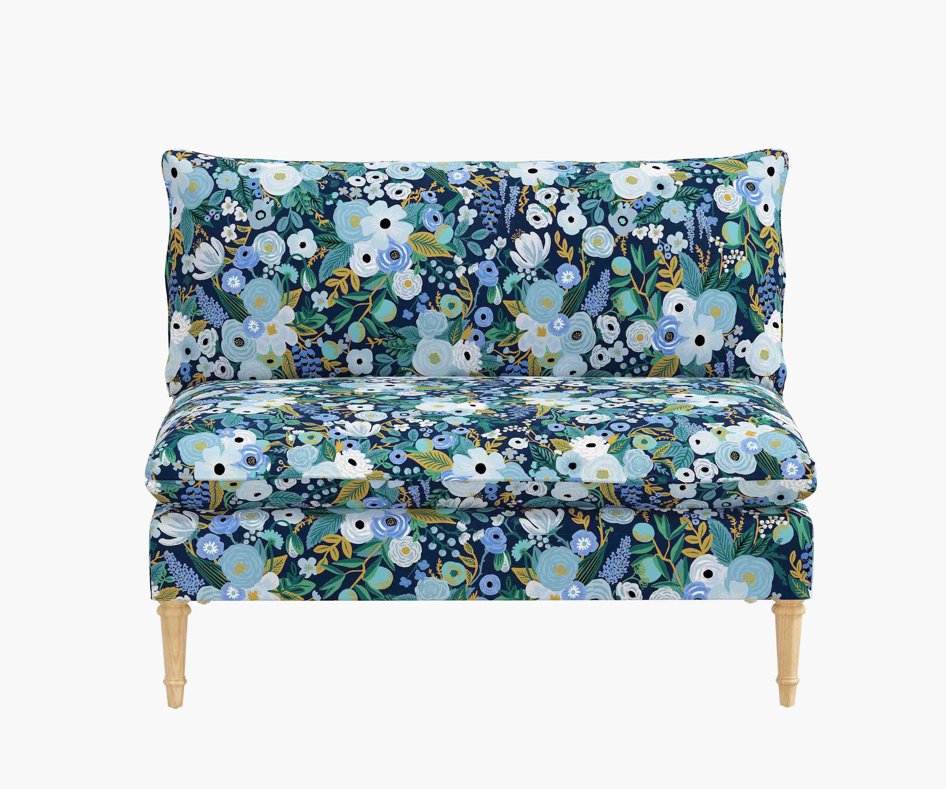 Louie Settee - Garden Party Blue